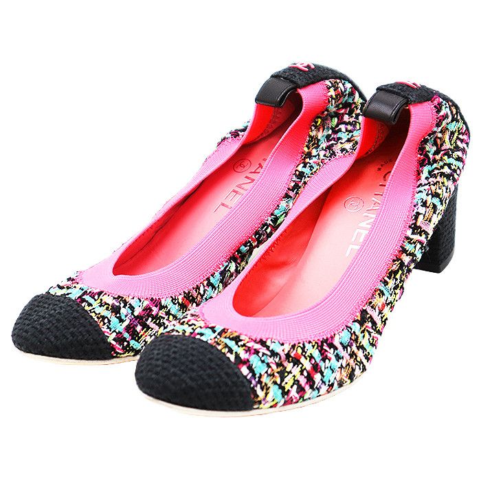 Chanel Chanel Chanel G26643 Tweed Pumps Leather Shoes G26643 DUTY FREE for USA Size ONE SIZE - 1 Thumbnail