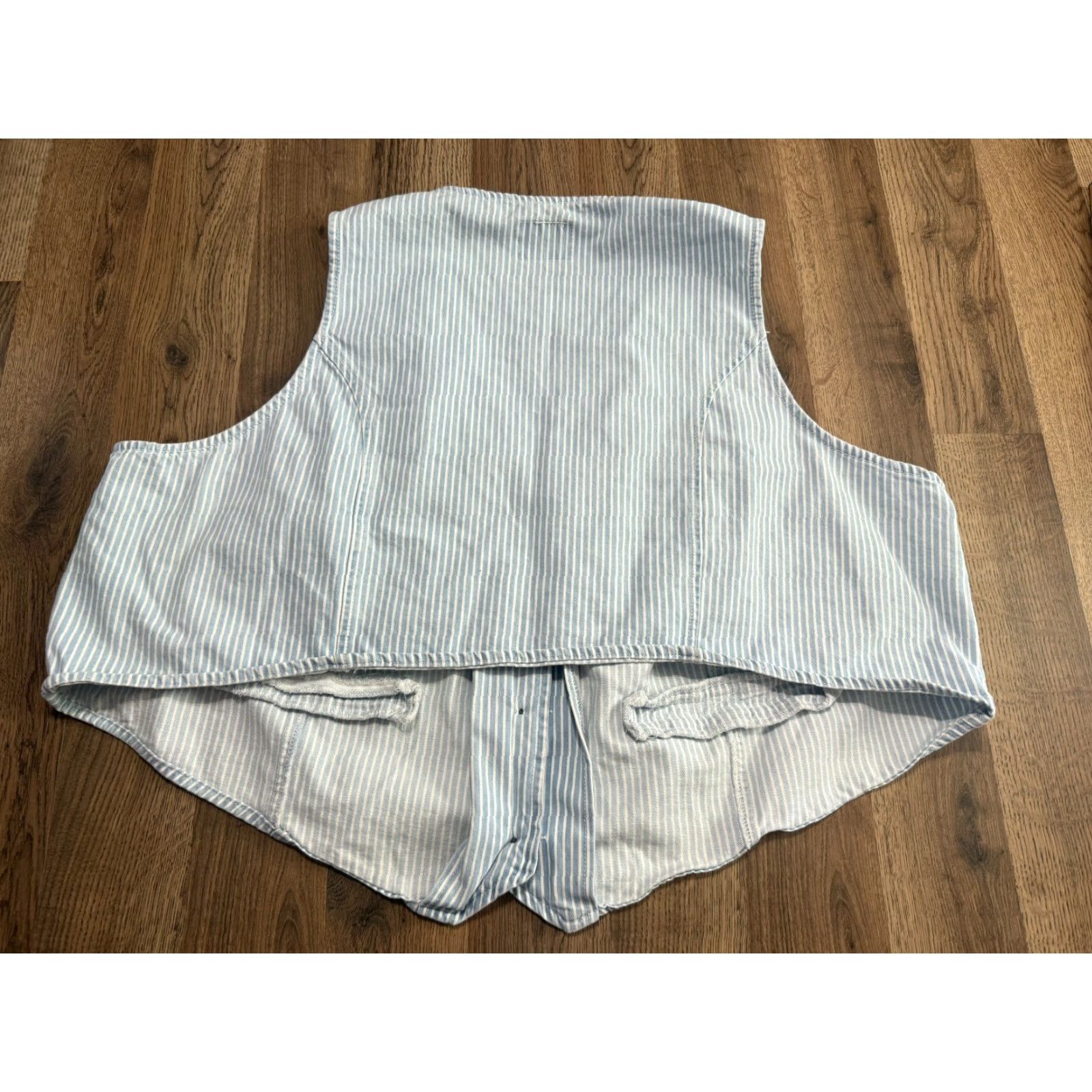 Old Navy VINTAGE Old Navy Outfit Womens 4X Blue White Striped Baggy Wide Leg Button Up Vest NWT Size XXL / US 16-18 / IT 52-54 - 3 Thumbnail