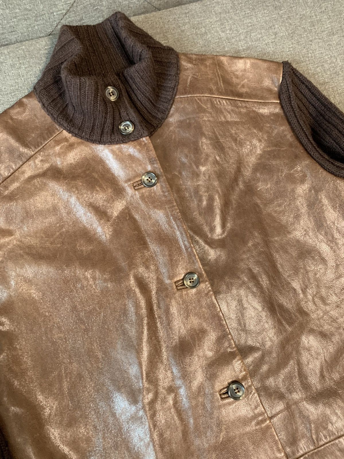 Marina Rinaldi Marina Rinaldi Japan Leather and Knitted Jacket Size S / US 4 / IT 40 - 5 Thumbnail