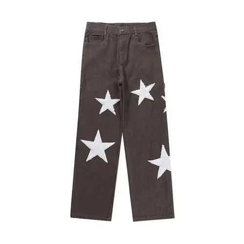Japanese Brand Retro-style Jeans Ripped Baggy Trousers Star Harajuku style Size US 32 / EU 48 - 4 Thumbnail