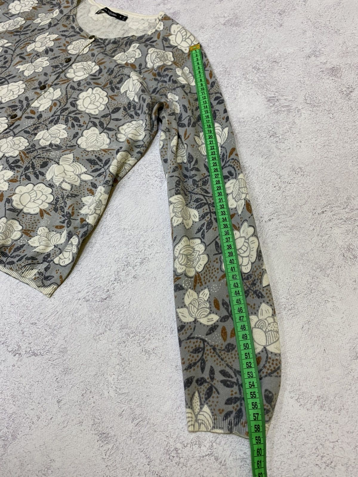 Gudrun Sjoden Gudrun Sjoden Gray Floral Knit Button Down Cardigan Sweater Size M / US 6-8 / IT 42-44 - 14 Thumbnail