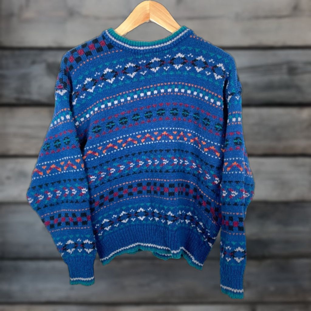 Vintage VINTAGE Boundary Waters 90s Fair Isle Pattern Sweater Women's XL Blue Chunky-Knit Crew Neck Pullover Size XL / US 12-14 / IT 48-50 - 1 Thumbnail