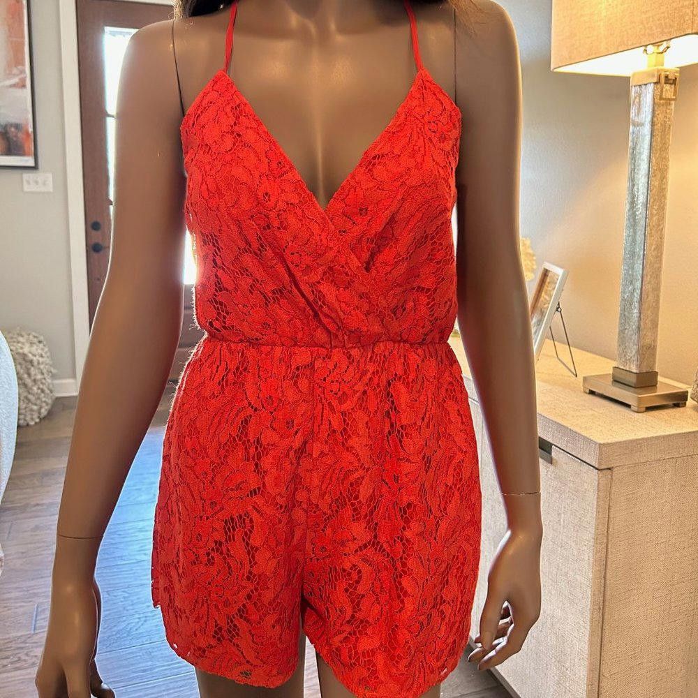 Designer Lovers + Friends Gretta Romper Deep Coral Size 26" / US 2 / IT 38 - 1 Thumbnail