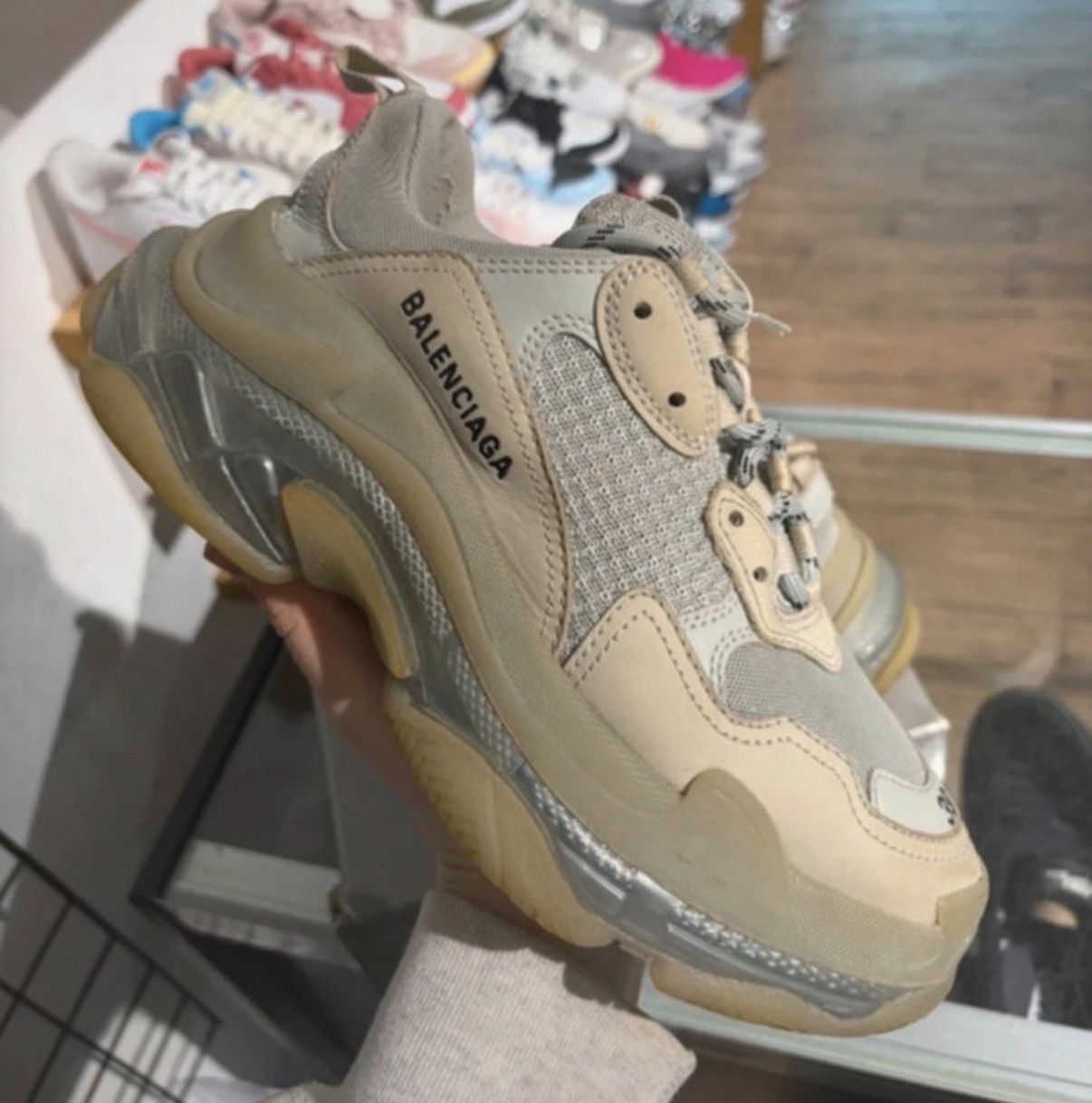 Balenciaga Balenciaga Grey Leather and Mesh Triple Clear Sole Sneakers Size US 9 / IT 39 - 9 Thumbnail