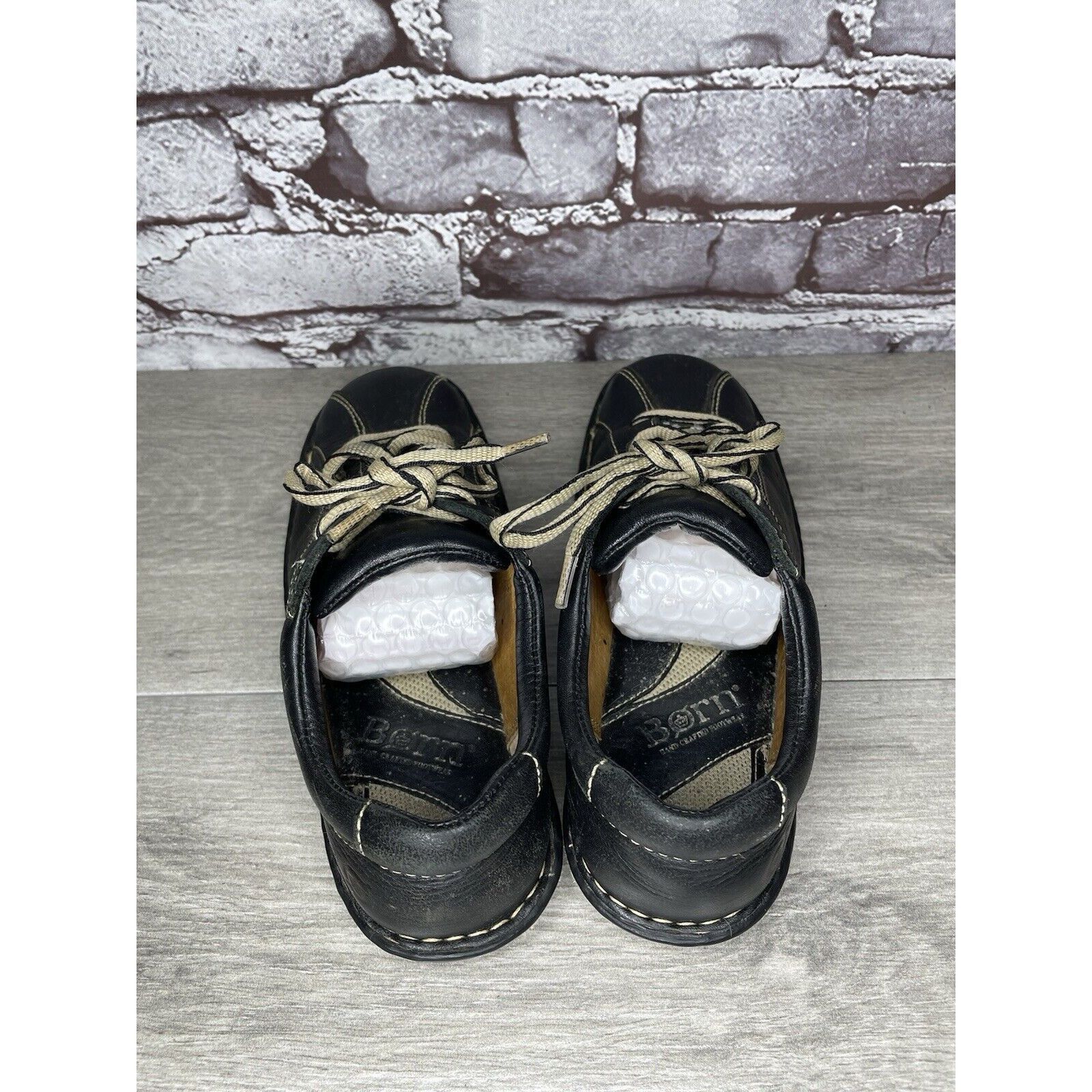 Born Born Black Leather Bicycle Lace Up Casual Comfort Shoes Wome Size US 6.5 / IT 36.5 - 5 Thumbnail