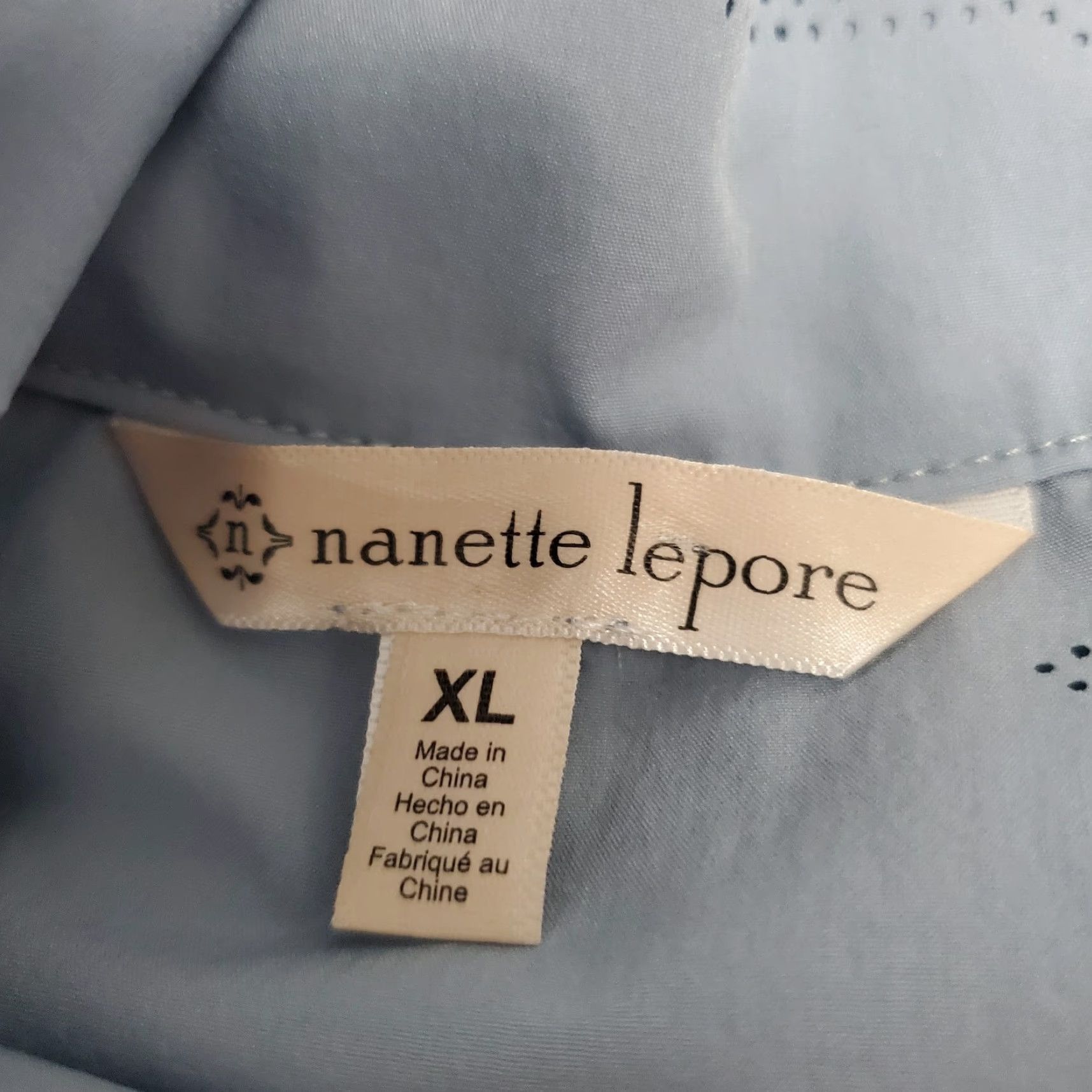 Nanette Lepore VINTAGE Nanette Lepore Jacket Women XL Blue Glacier Estrella Star Nylon Zip Windbreaker Size XL / US 12-14 / IT 48-50 - 3 Thumbnail