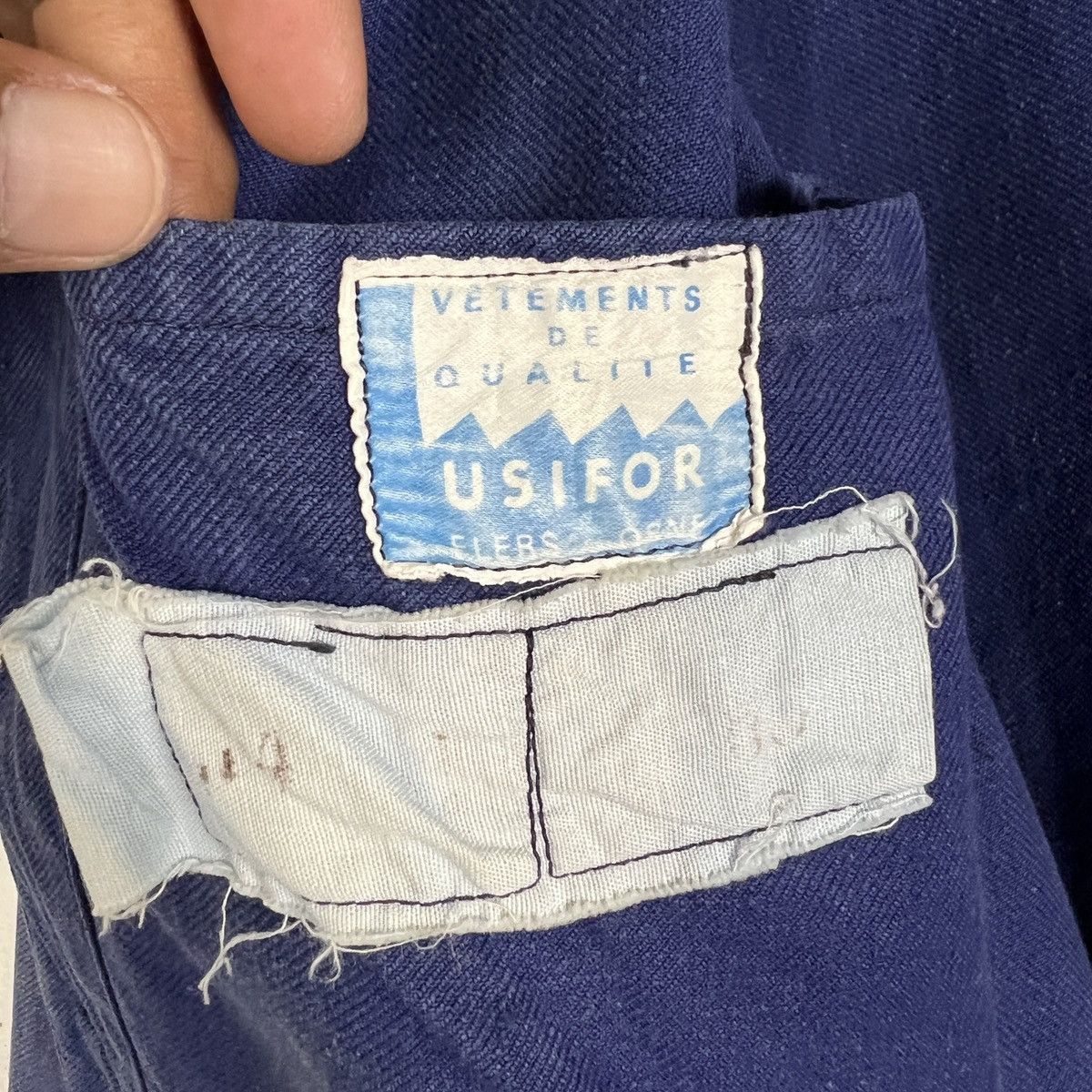 Vintage 50s 60s Vintage French Worker Sanfor Unifor Chore Coat Belt Size US L / EU 52-54 / 3 - 21 Thumbnail