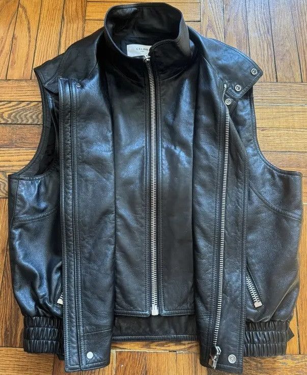 Celine CELINE HEDI LEATHER VEST JACKET FW22 *Last $ drop* Size US L / EU 52-54 / 3 - 3 Thumbnail