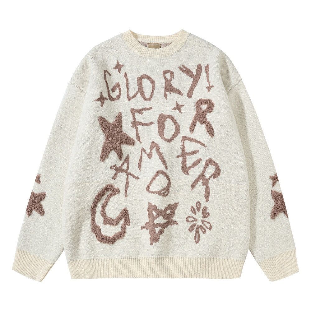 Vintage Men's hip-hop loose graffiti letter round neck sweater Size US M / EU 48-50 / 2 - 1 Thumbnail