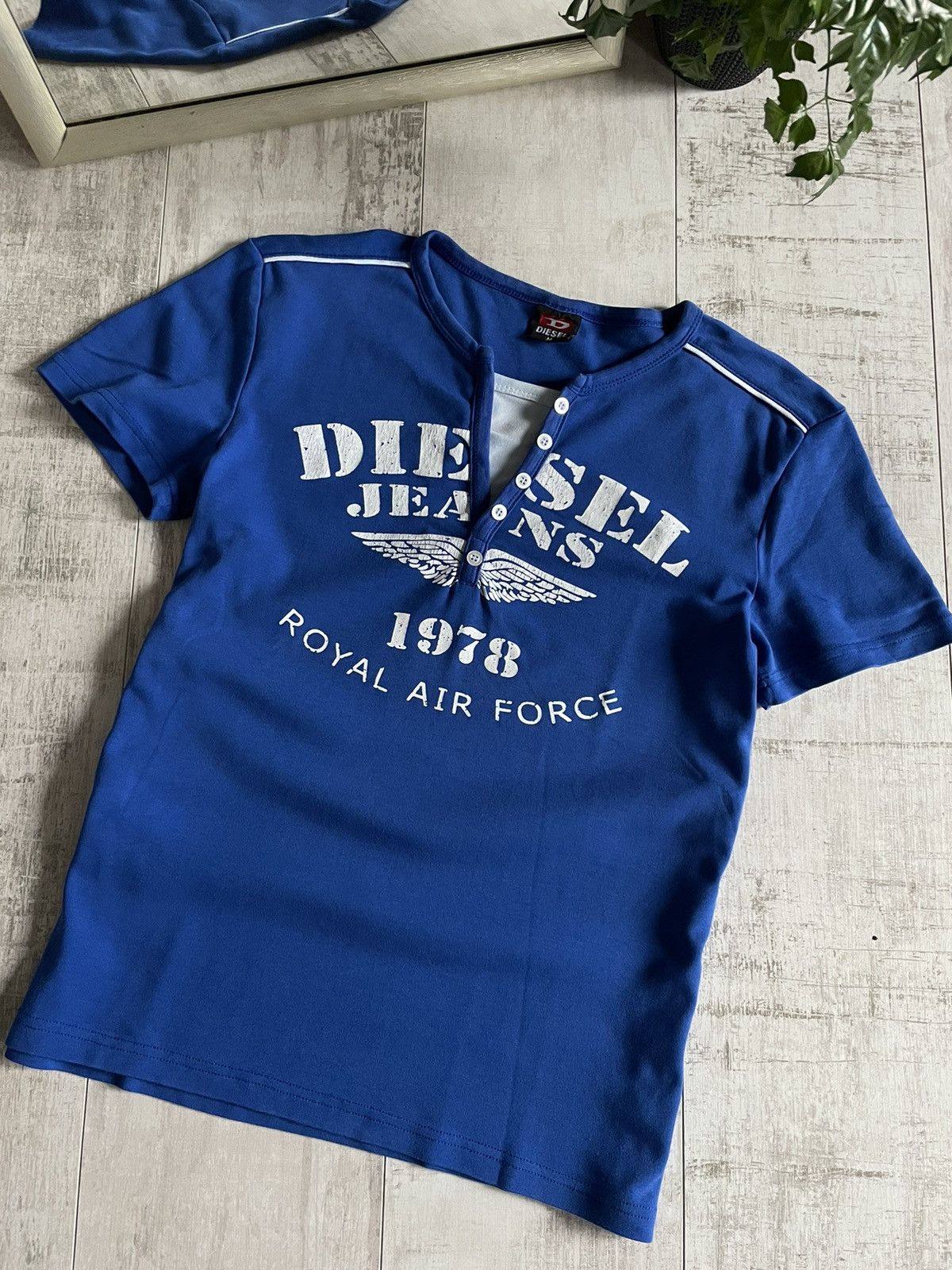 Diesel × Vintage Vintage Diesel 90's Air Force T-Shirt Blue Y2K