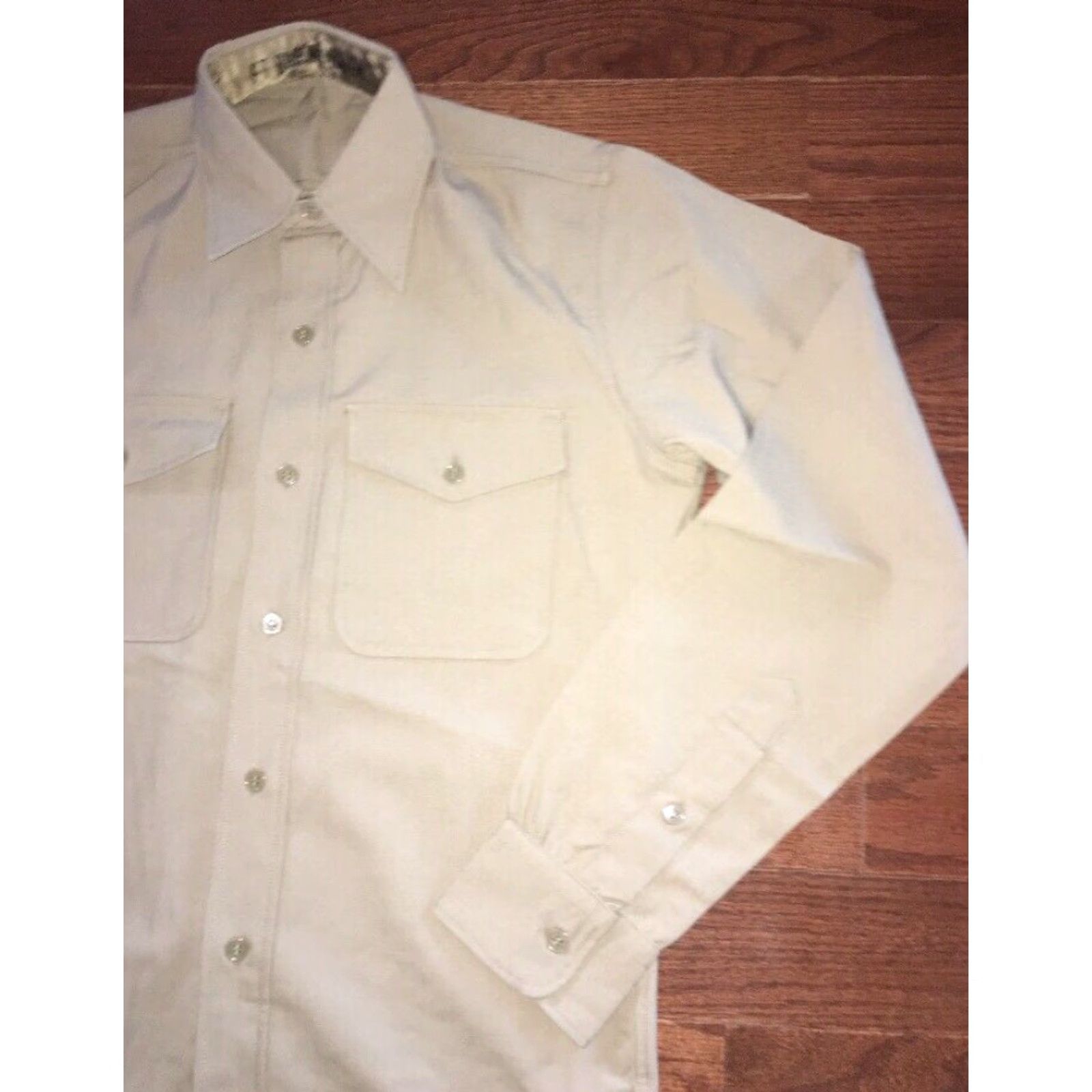 Vintage VINTAGE Buschbacher Military Shirt Tropical Long Sleeve Men Beige M Button-Up Size US M / EU 48-50 / 2 - 2 Thumbnail
