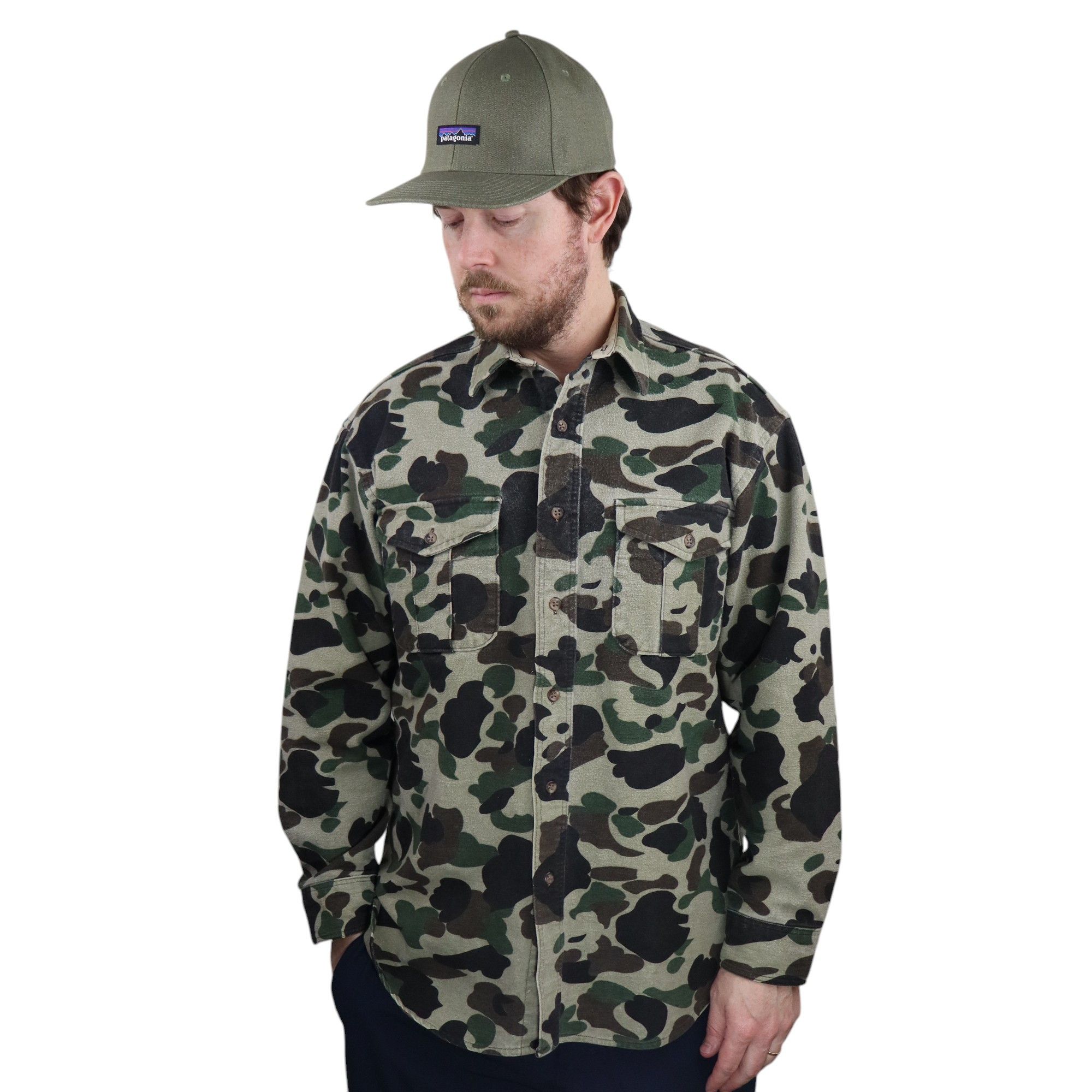 Eddie Bauer × Vintage Vintage 90s Camo Military Flannel Button Down Shirt Shacket Size US M / EU 48-50 / 2 - 2 Thumbnail