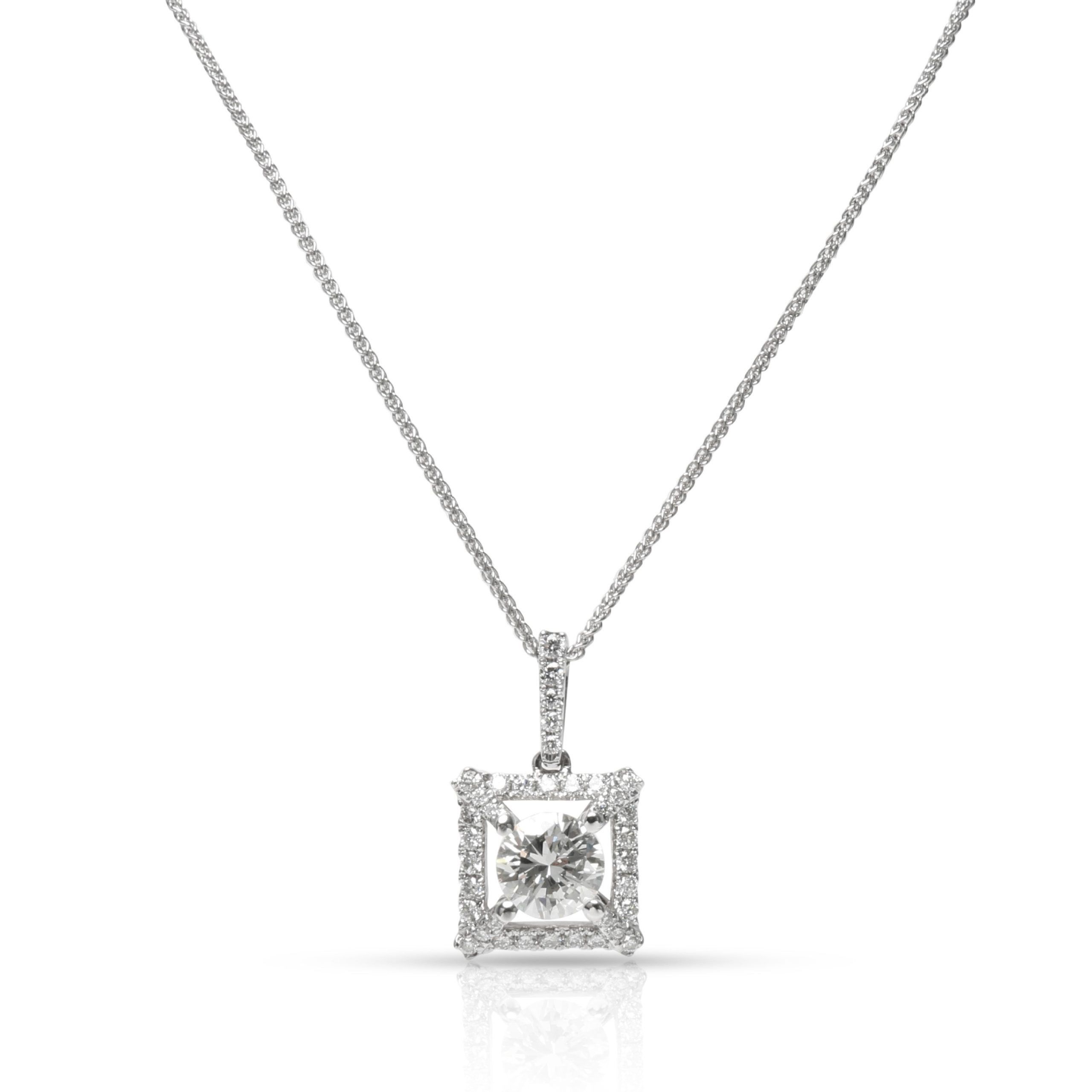 image of Tiffany Co Square Halo Diamond Pendant In 14K White Gold I Si1 0.85 Ctw, Women's