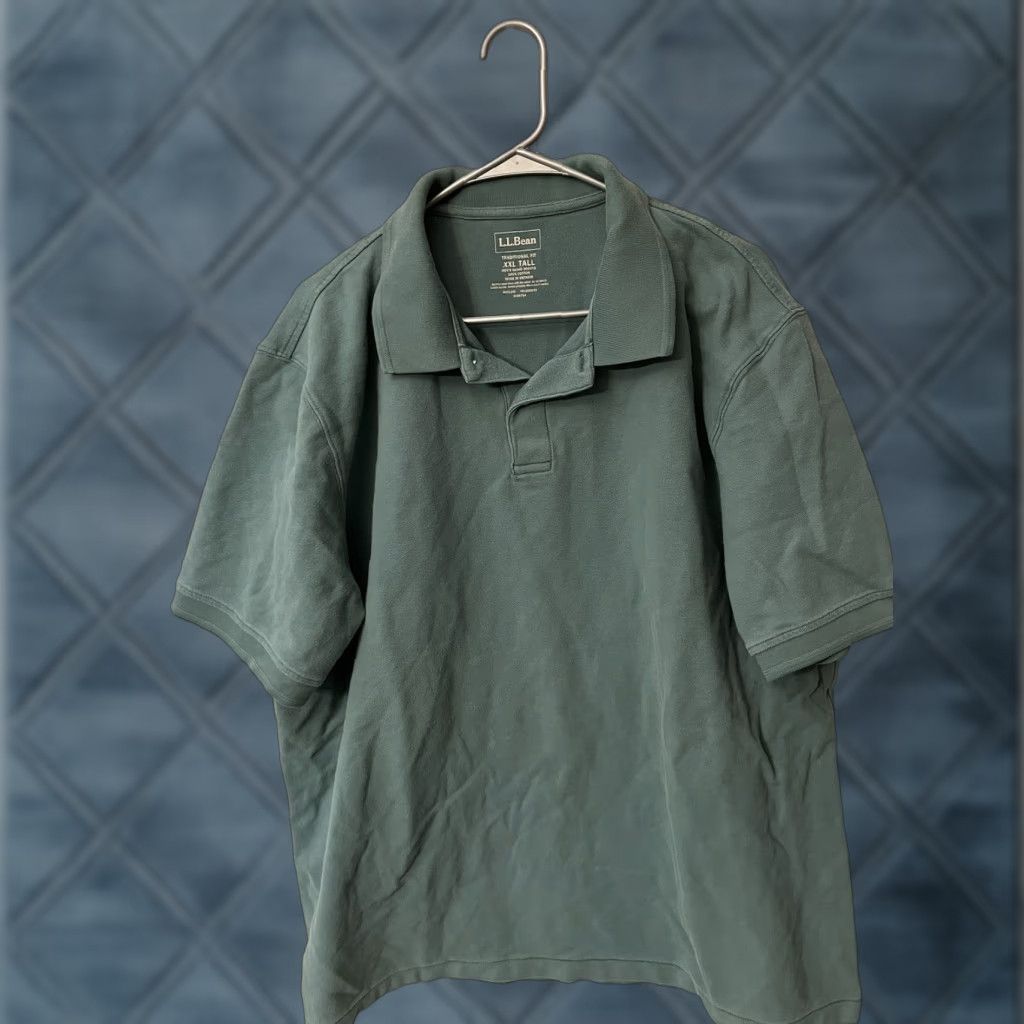 Vintage LL Bean Polo Shirt Green 2XLT Tall Short Sleeve Mens Big & Tall Cotton Blend Polo Shirt Size US XXL / EU 58 / 5 - 1 Thumbnail
