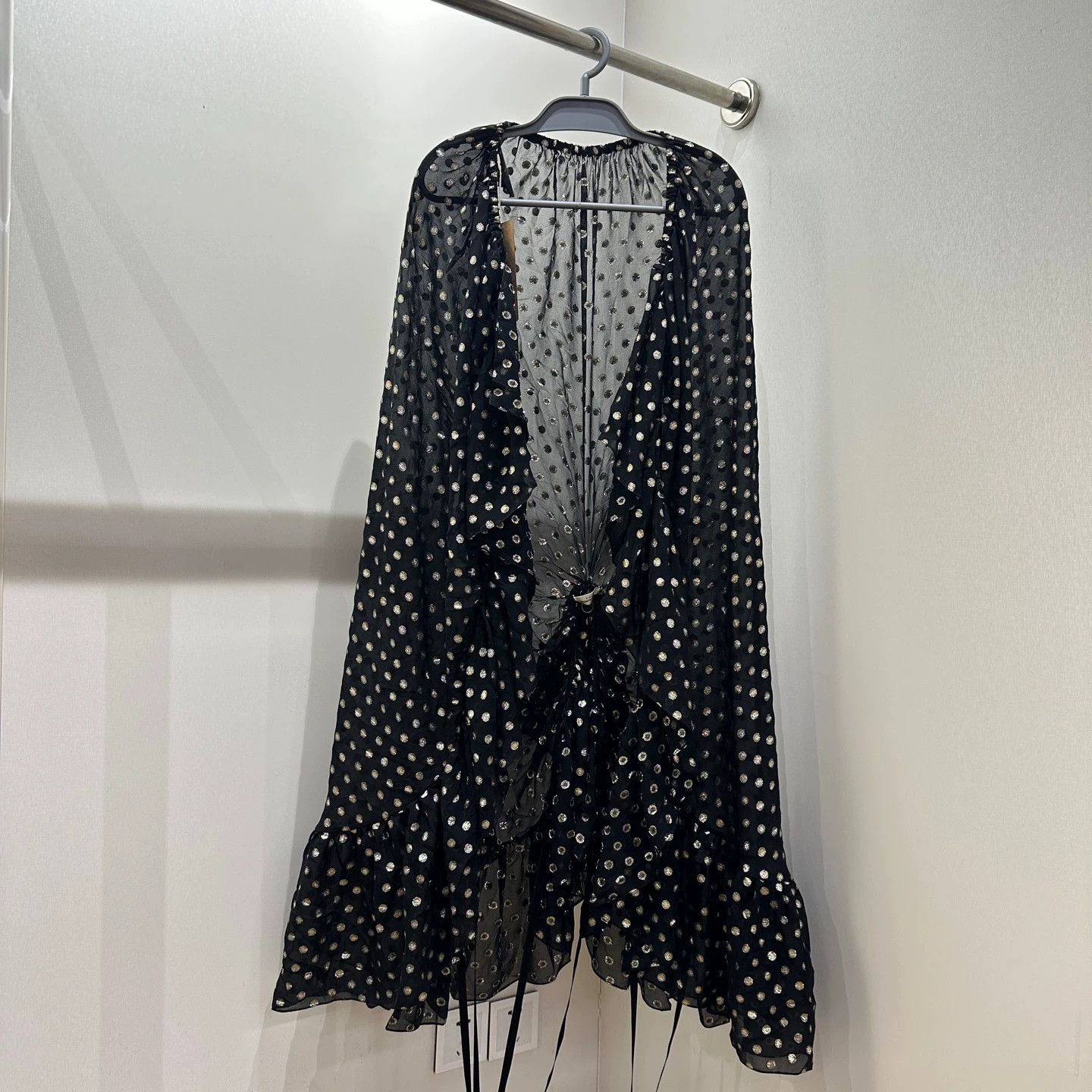 Saint Laurent Paris SAINT LAURENT silk shawl all-over polka dot sash F38 Size S / US 4 / IT 40 - 2 Thumbnail