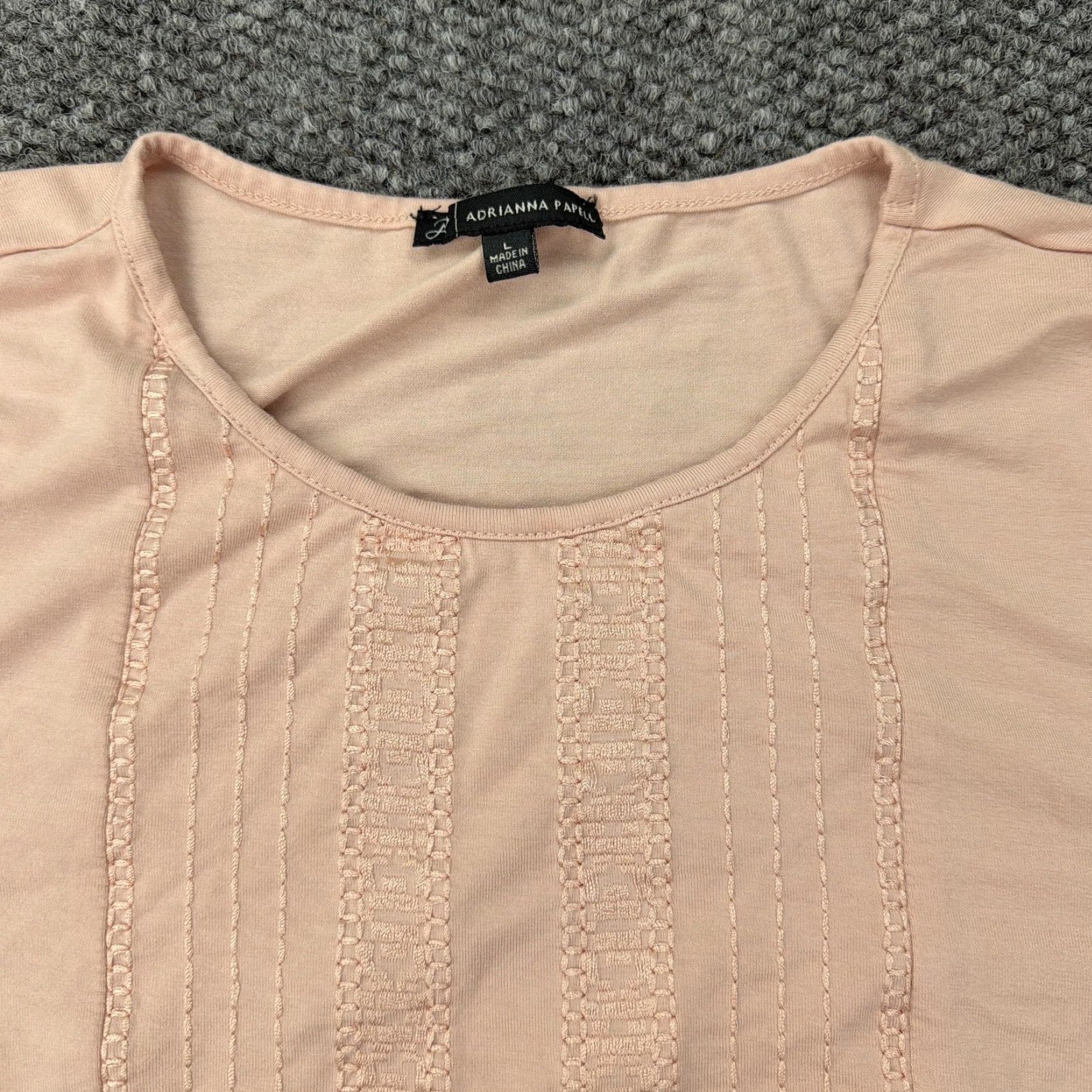 Adrianna Papell Adrianna Papell Shirt Womens Large Pink Tunic Top 3/4 Sleeve Lace Trim Size L / US 10 / IT 46 - 2 Thumbnail