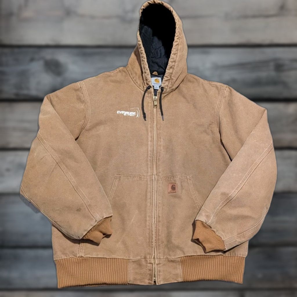 Carhartt Carhartt J130 Tan Duck Quilted Lined Workwear Jacket Men's Large Tall Hooded Size US L / EU 52-54 / 3 - 1 Thumbnail