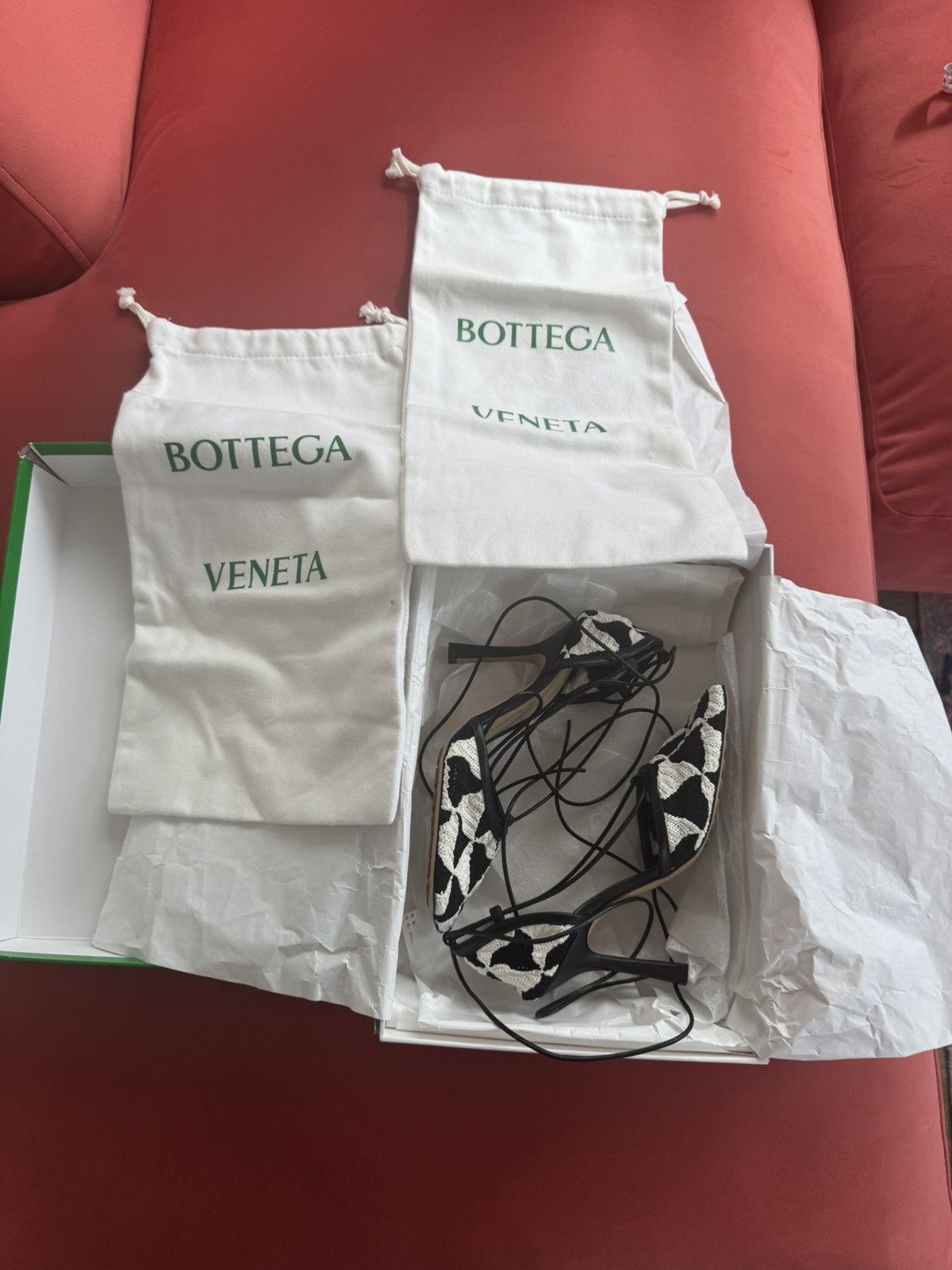 Bottega Veneta Bottega Veneta New Crochet black and white sand, size 36 IT Size US 6 / IT 36 - 2 Thumbnail