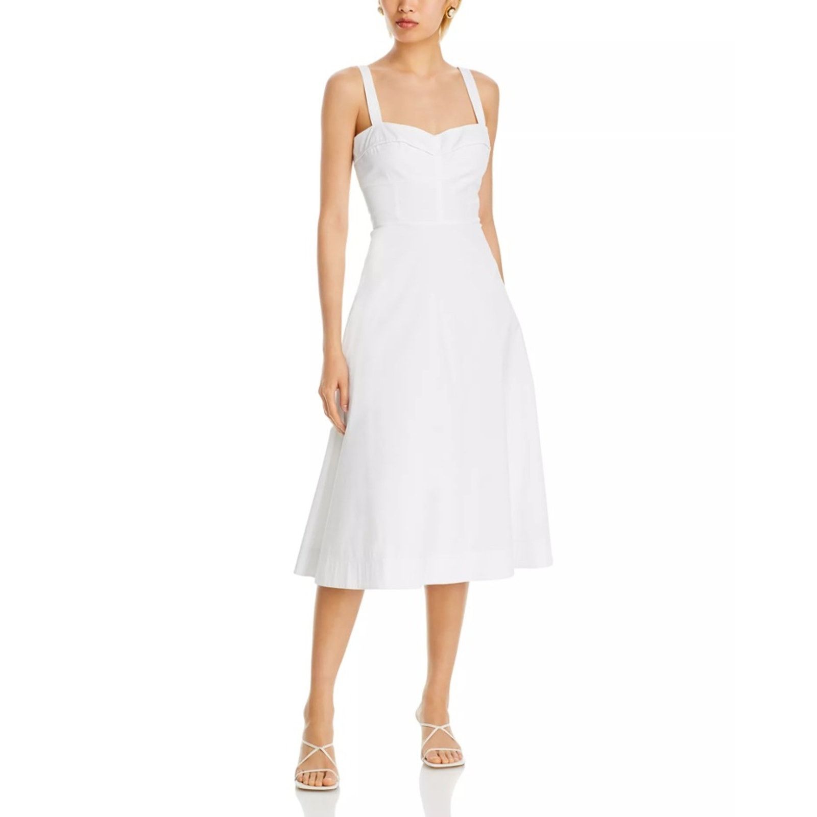 Veronica Beard Veronica Beard Women White Cotton Summer Midi Dress US 12 Size XL / US 12-14 / IT 48-50 - 1 Thumbnail