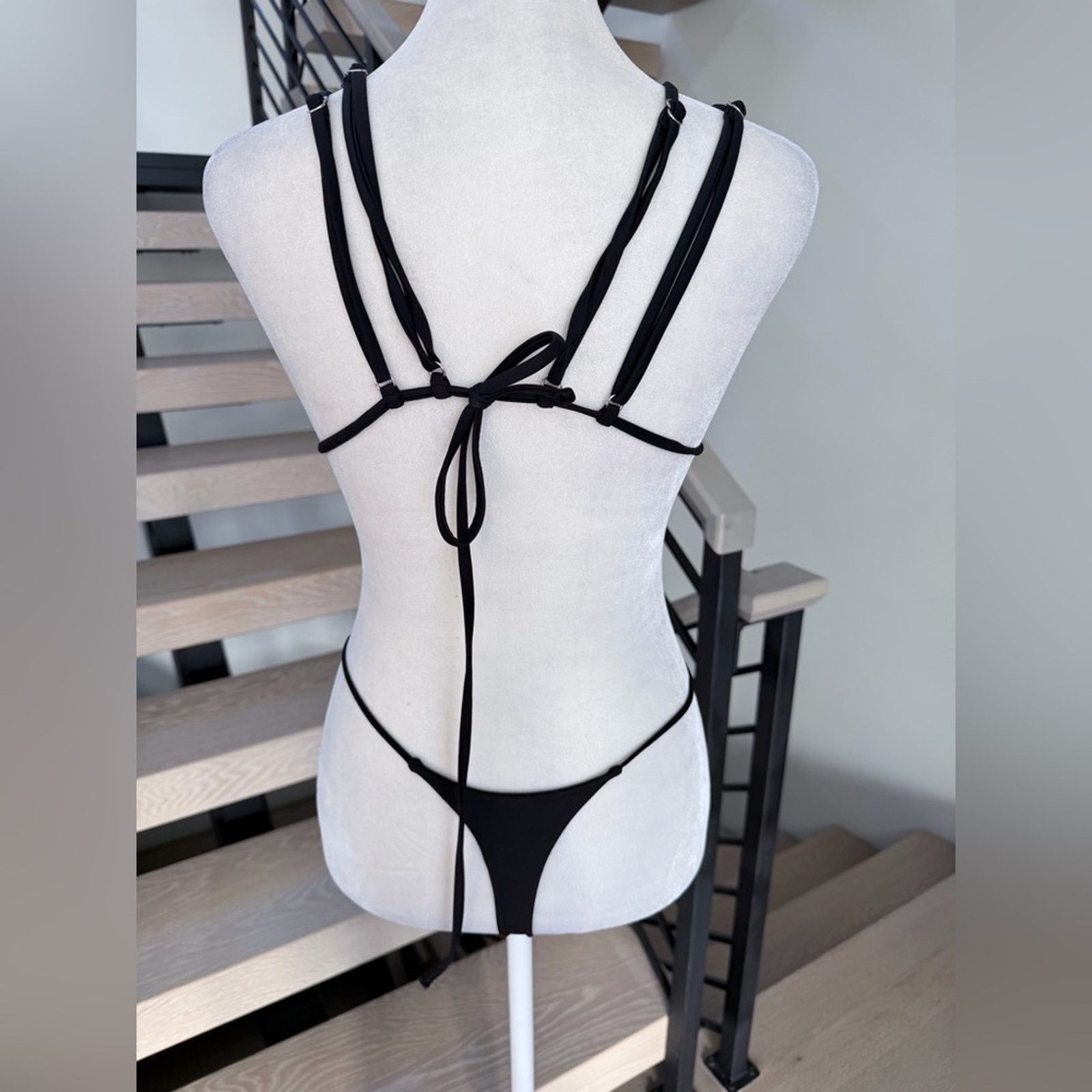 Other Black Bikini Set Swimsuit Swimwear with a thong size S Size ONE SIZE - 2 Thumbnail