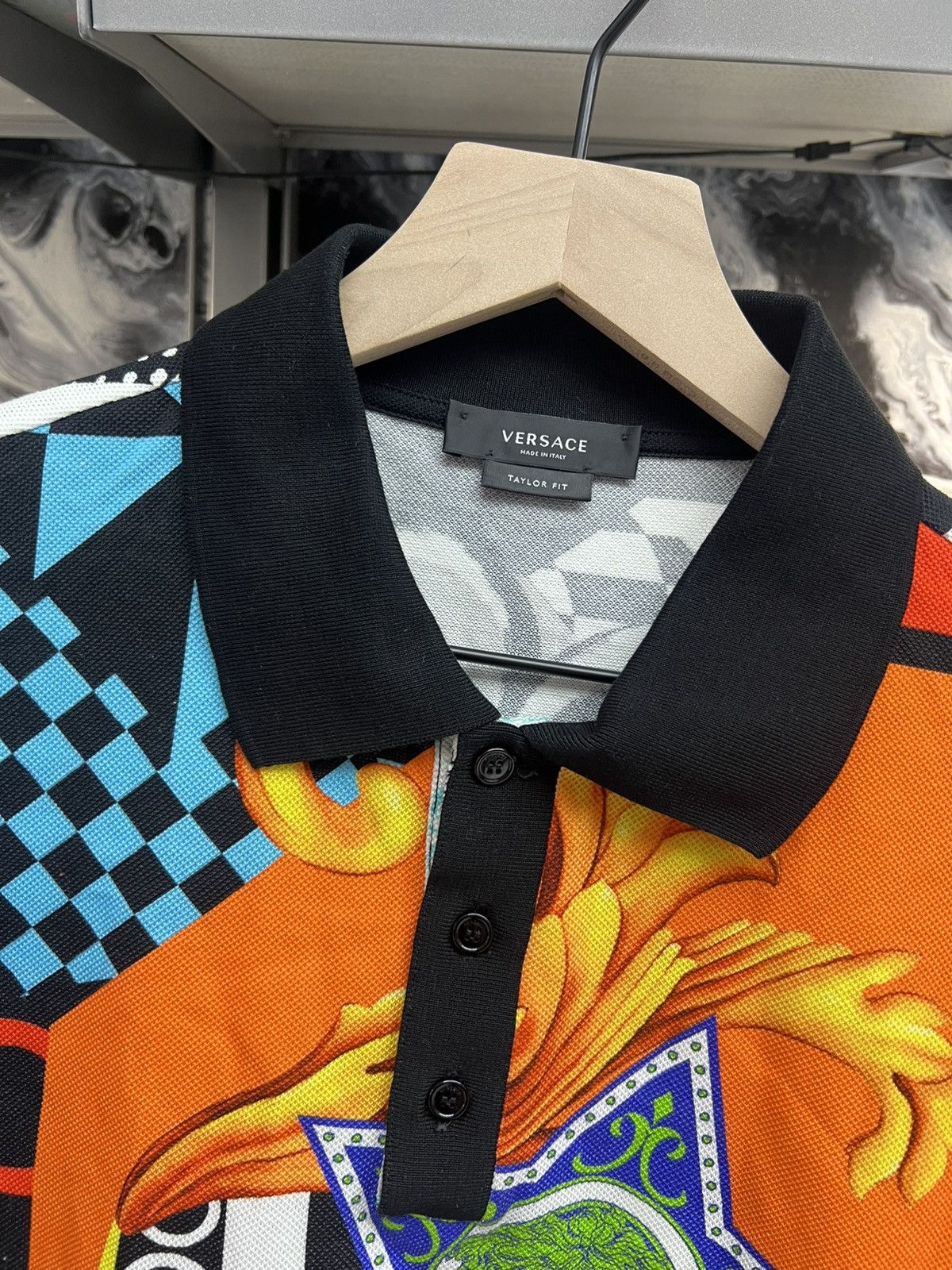 Versace Versace Multicolor Collage Print Taylor-Fit Polo Size US XL / EU 56 / 4 - 6 Thumbnail