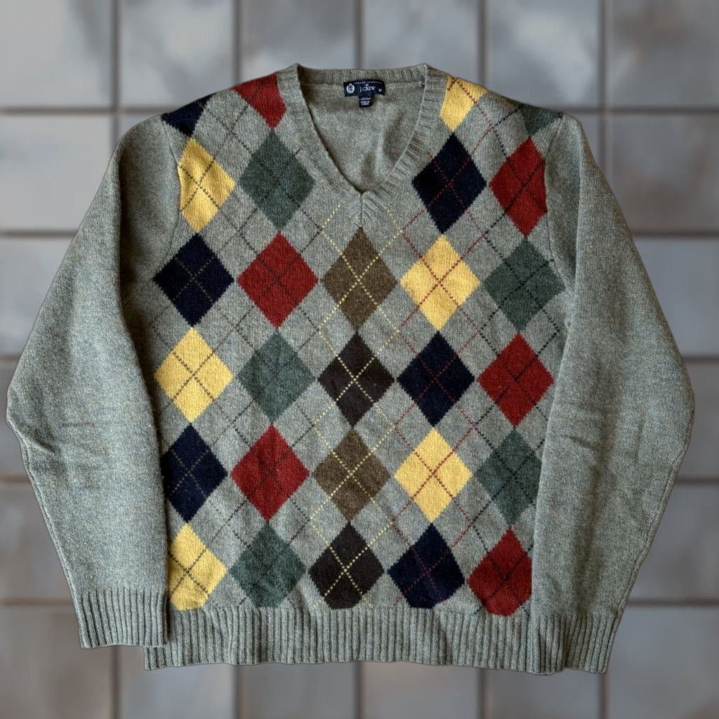 J.Crew J.CREW Argyle Wool Sweater M Multicolor V Neck Pullover Knit Mens Regular Pullover Autumn Winter Size US M / EU 48-50 / 2 - 1 Thumbnail
