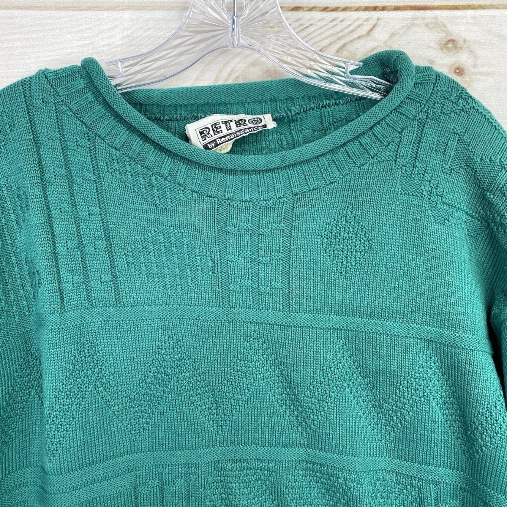 Etro VINTAGE Retro By Renaissance Knit Sweater 1X Green Cable Knit Rolled Neck Pullover Mens Womens Girls Boys Size XL / US 12-14 / IT 48-50 - 5 Thumbnail