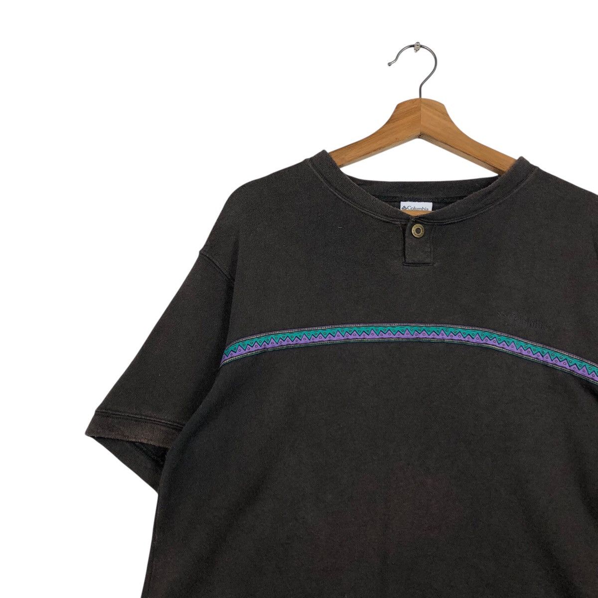 Japanese Brand Columbia Vintage Henley Tee — Tribal Tape Chest Stripe Size US M / EU 48-50 / 2 - 8 Thumbnail