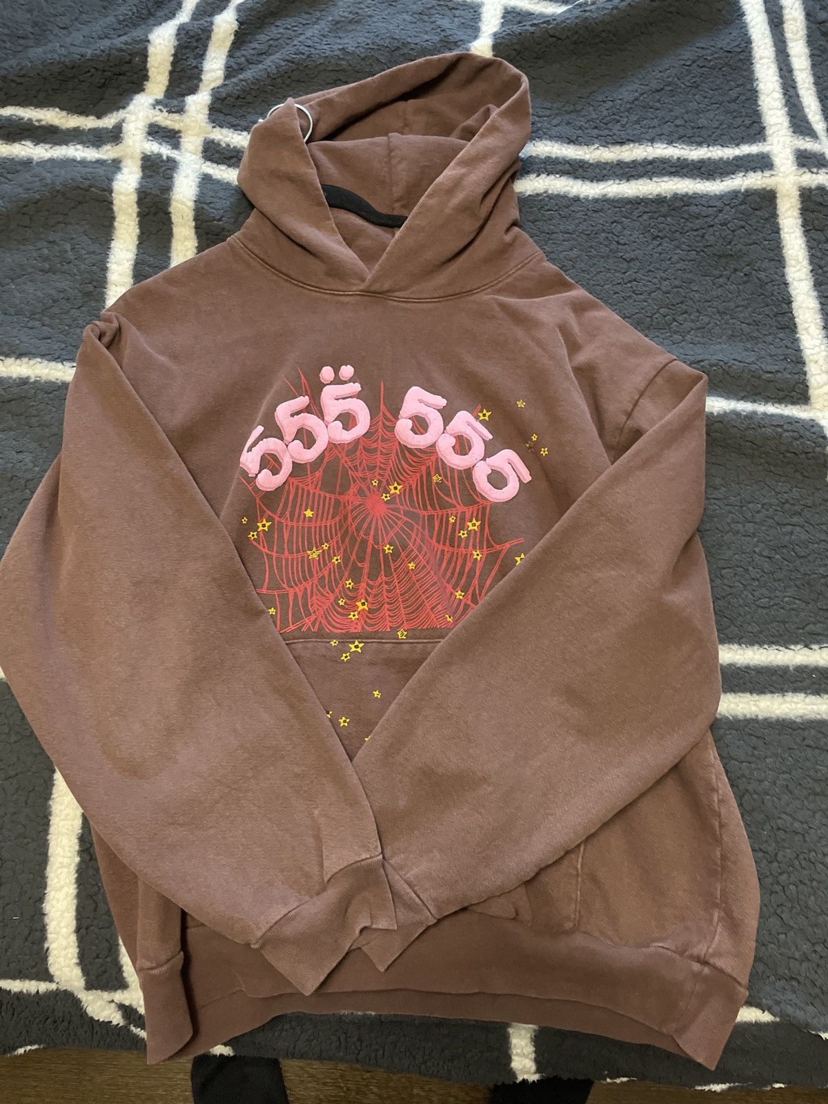 Spider Worldwide Sp5der brown 555 hoodie | Grailed