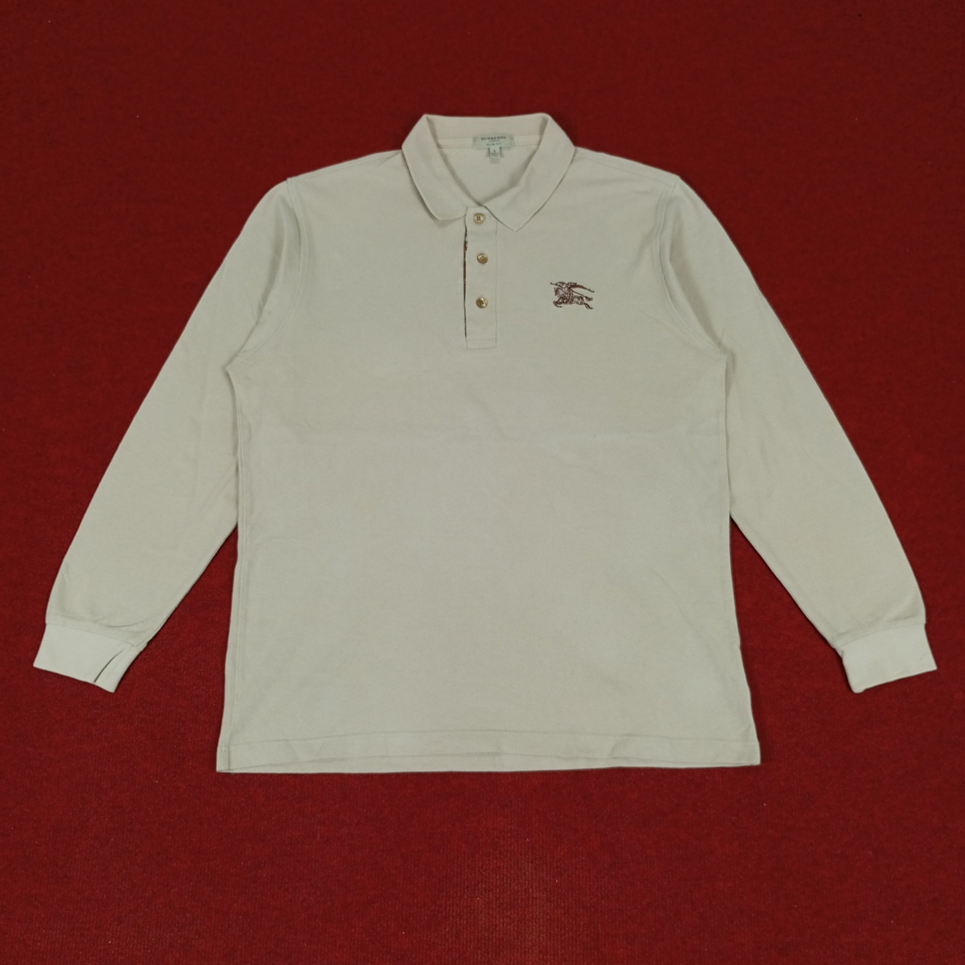 Burberry Burberry London Slim Fit Long Sleeve Polos Size US L / EU 52-54 / 3 - 1 Thumbnail