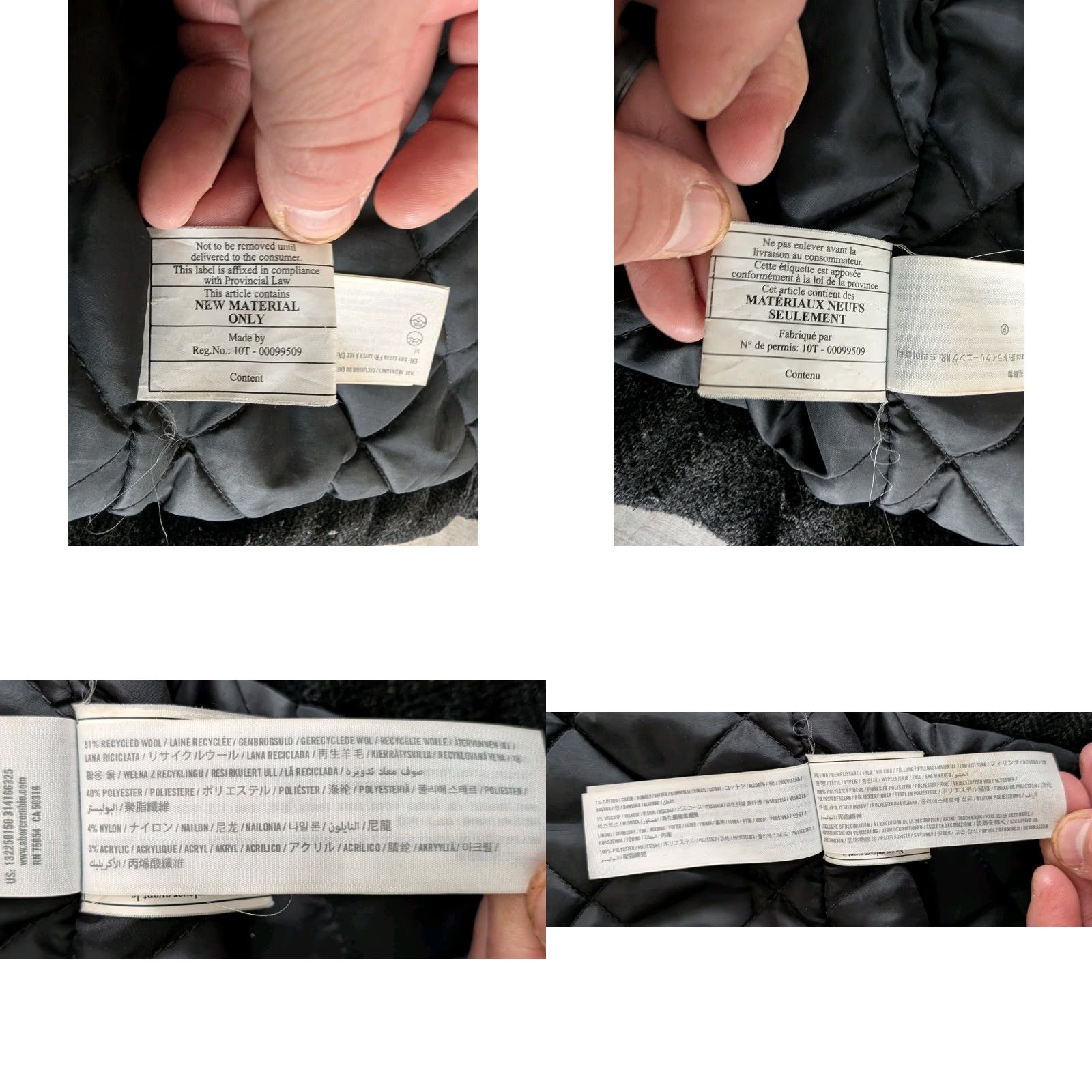 Abercrombie & Fitch VINTAGE Abercrombie & Fitch Premium Wool Quilted Coat Jacket Pea Coat Mens M Zip Button Gray Size US M / EU 48-50 / 2 - 10 Thumbnail