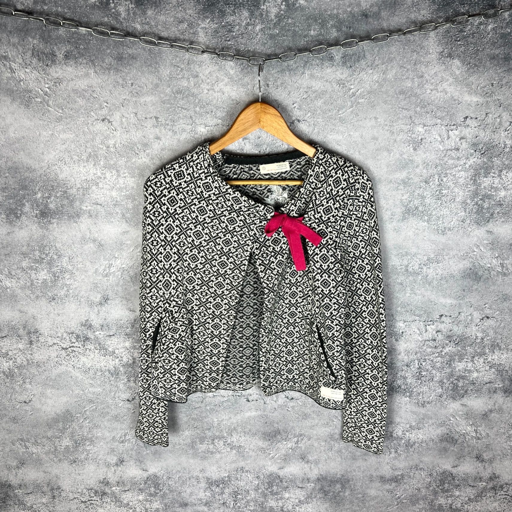 Vintage Odd Molly Boho Cotton Jacket Size 1 White Geometric Pattern Bow Jacket Womens Size XS / US 0-2 / IT 36-38 - 2 Thumbnail