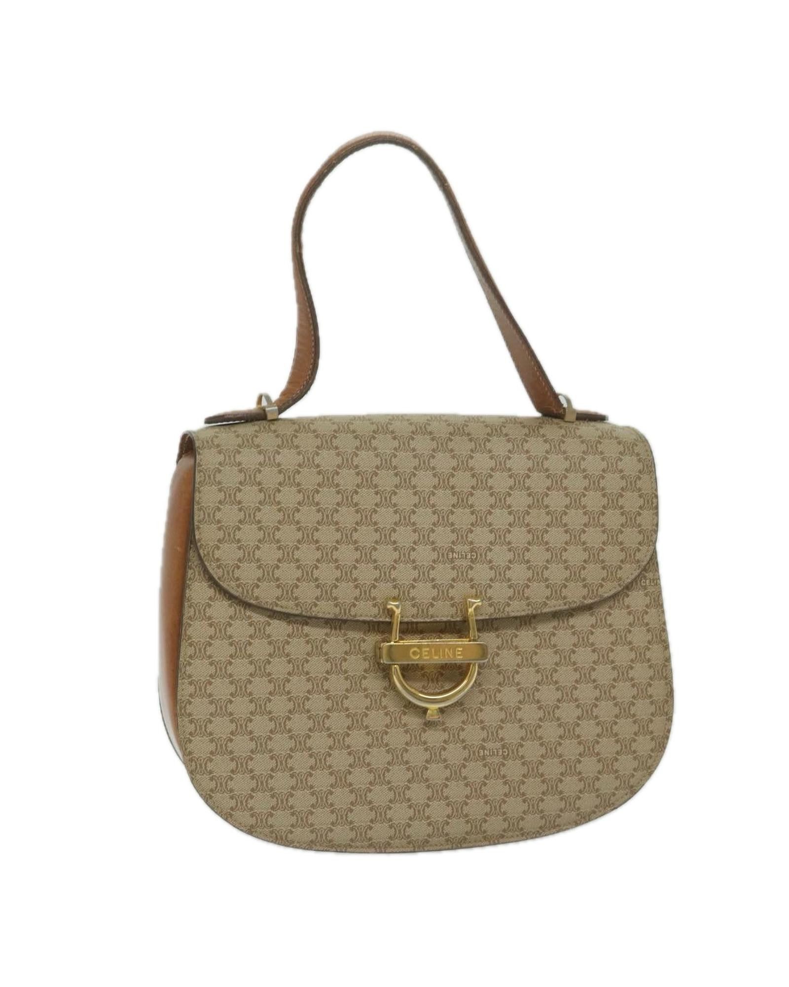 image of Celine Beige Macadam Canvas Hand Bag With Dust Bag - Made In Italy, Women's