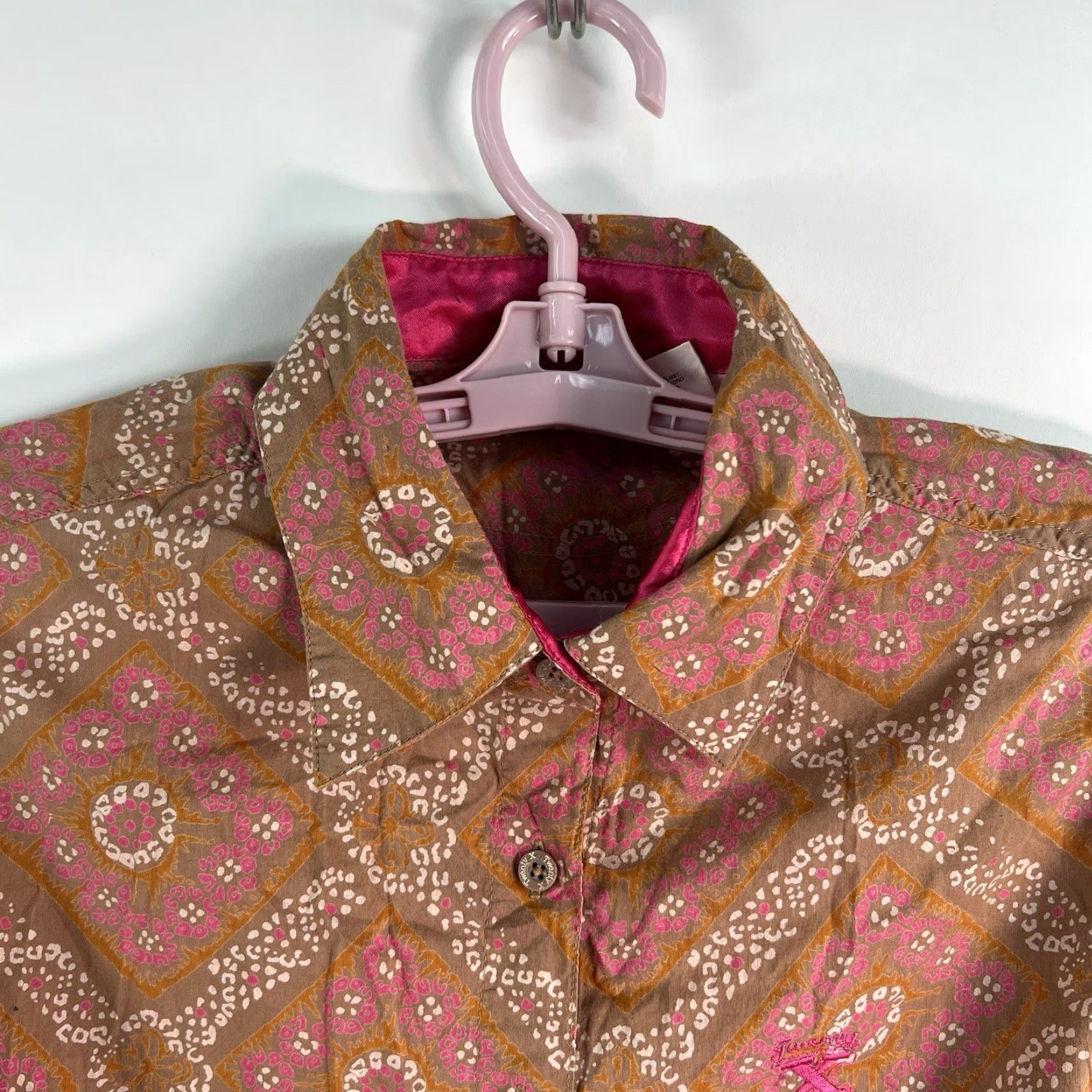 Pinko Twenty Shirt Women M Pink Geometric Western Cowgirl Button-Up Womens Size M / US 6-8 / IT 42-44 - 3 Thumbnail