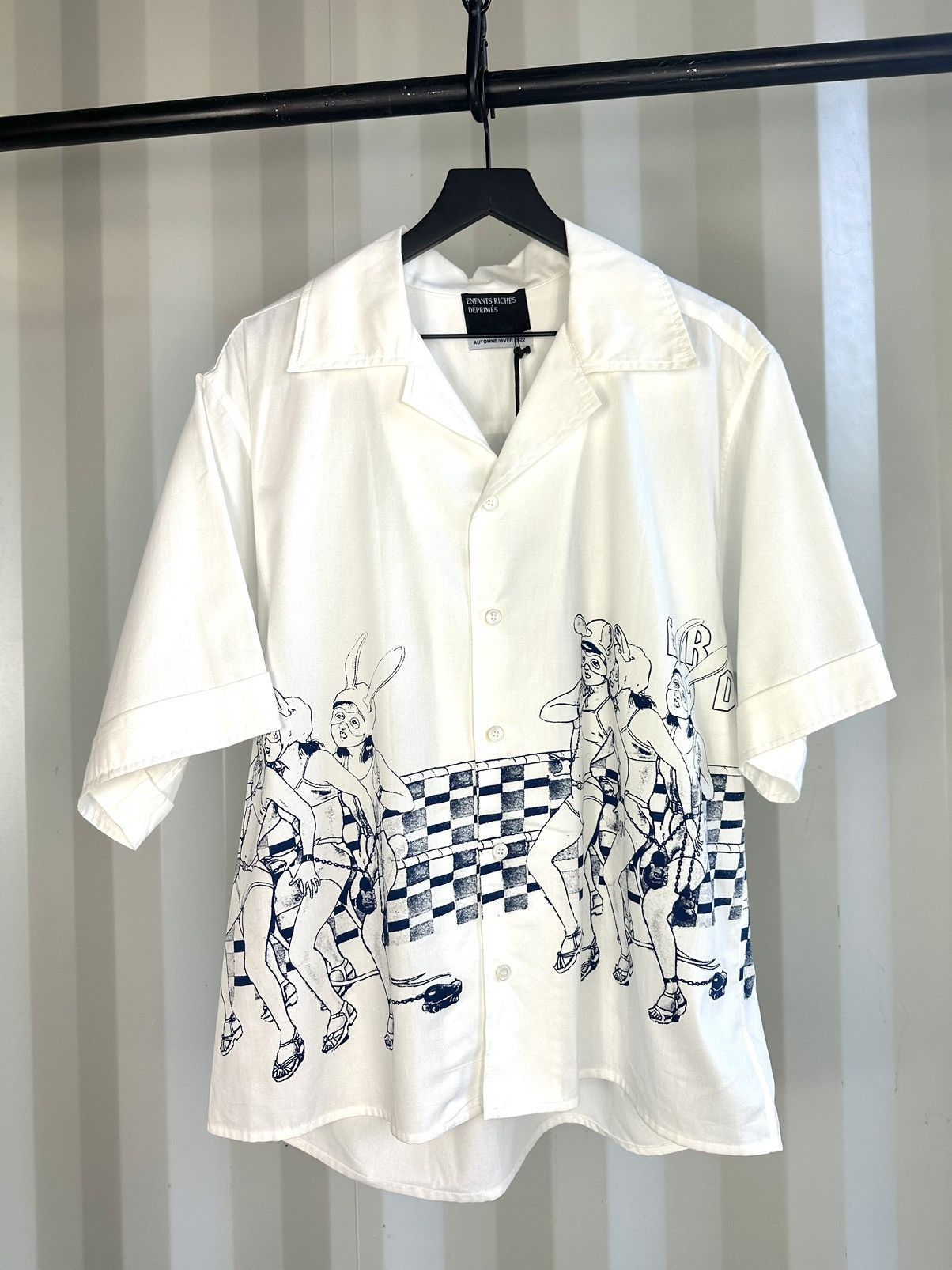 image of Enfants Riches Deprimes Roller Derby Button Shirt in White, Men's (Size XL)