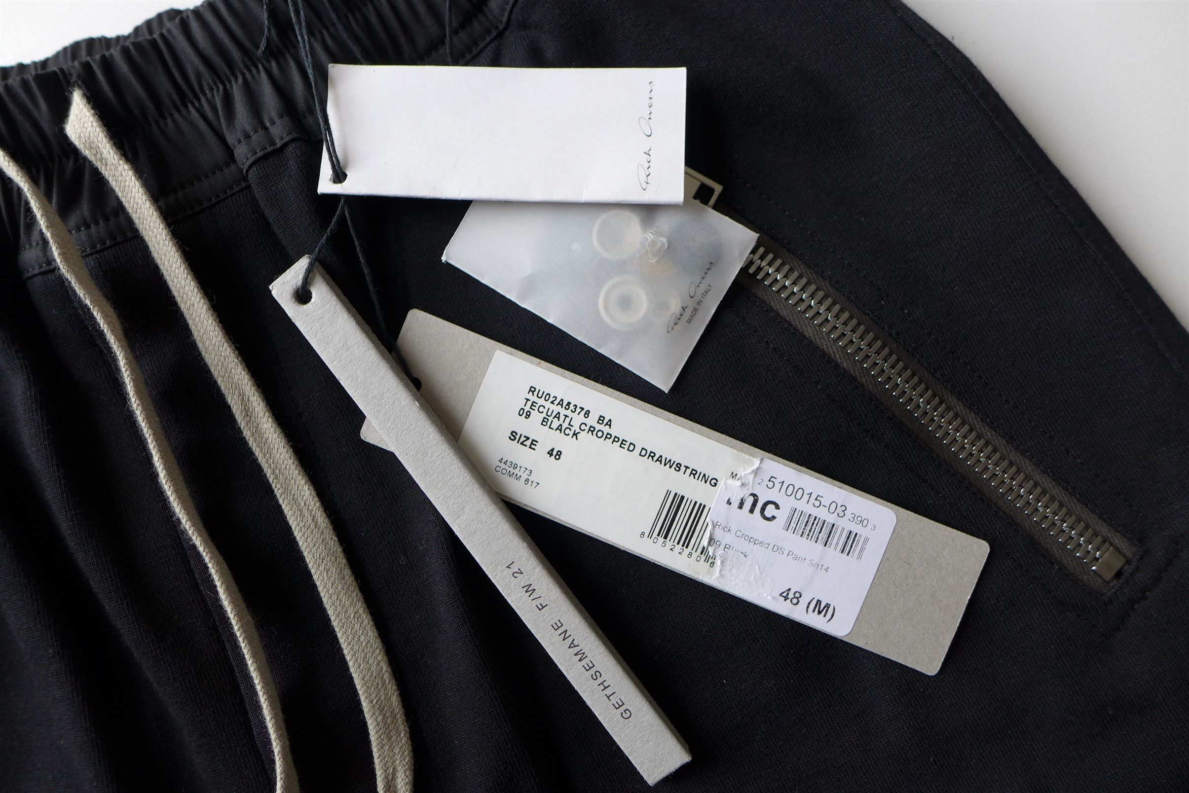 Rick Owens Rick Owens Tecuatl Cropped Drawstring Pants - Black Cotton Size US 32 / EU 48 - 9 Thumbnail