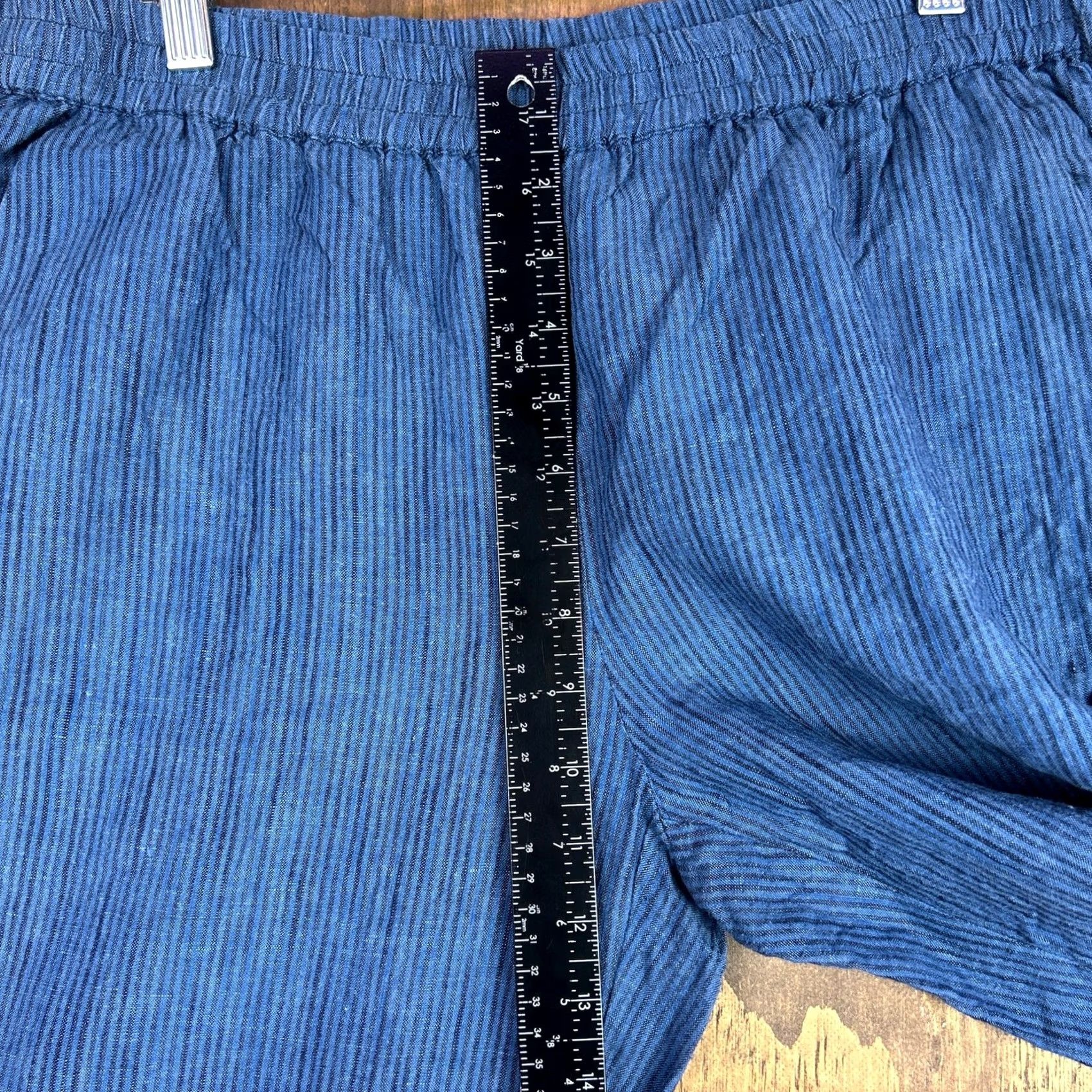 Michael Kors Michael Kors Womens Pants Blue Black Striped Pull On Paperbag 10 Wide-Leg Lightweight Front Flat Front Elastic Waist Pockets Mens Womens Boys Girls Size 24" / US 00 / IT 34 - 7 Thumbnail