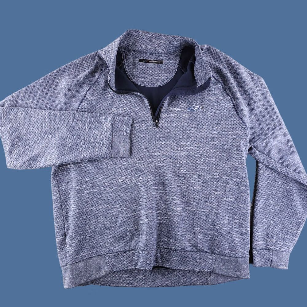 Vintage Greg Norman Sweater Mens Large Blue Quarter Zip Heather Golf Performance Size US L / EU 52-54 / 3 - 1 Thumbnail