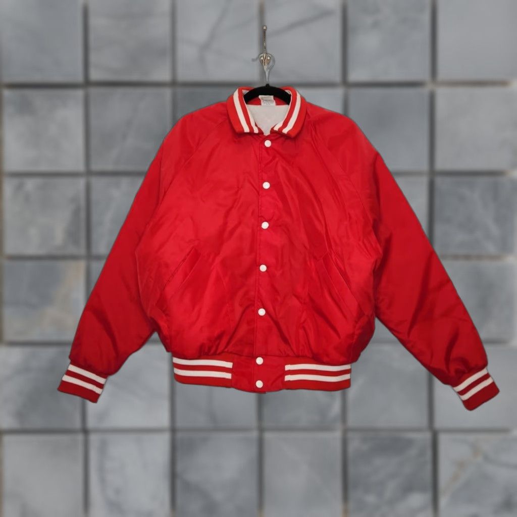 Vintage VINTAGE West Auto Beloit Wisconsin Chevy Chevrolet Satin Bomber Jacket Large Manufacturer Aristo Jac Red Unisex Adults Jacket Mens Size US L / EU 52-54 / 3 - 1 Thumbnail