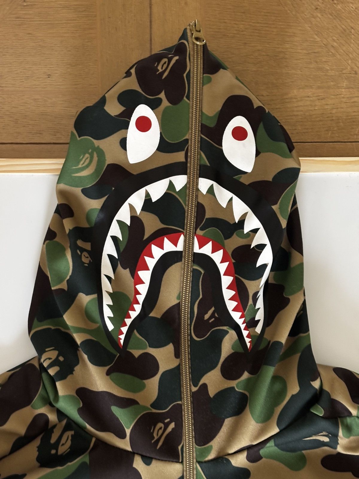 Adidas × Bape Authentic ape bape x adidas green camo shark hoodie M used Size US M / EU 48-50 / 2 - 4 Thumbnail