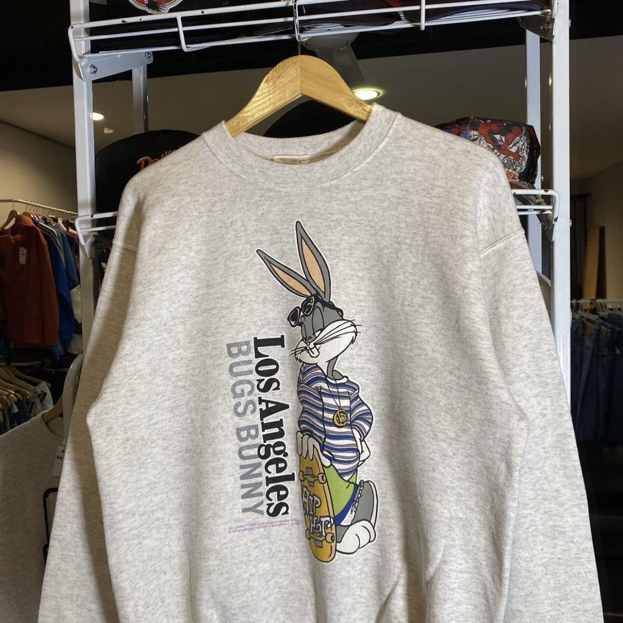 Warner Bros 90s Bugs Bunny Los Angeles Looney Tunes Skater Print Size US L / EU 52-54 / 3 - 3 Thumbnail