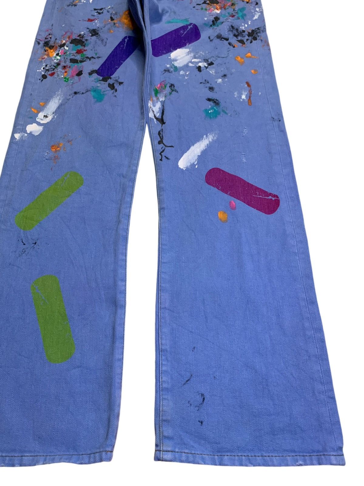 Japanese Brand Vintage Japanese Brand Blue Wash Paint Splatter Loose Jeans Size 31" - 7 Thumbnail