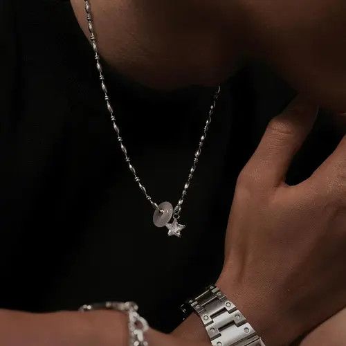 Jewelry Silver Star Charm Men's Chain Necklace, Stylish Pendant Size ONE SIZE - 8 Thumbnail