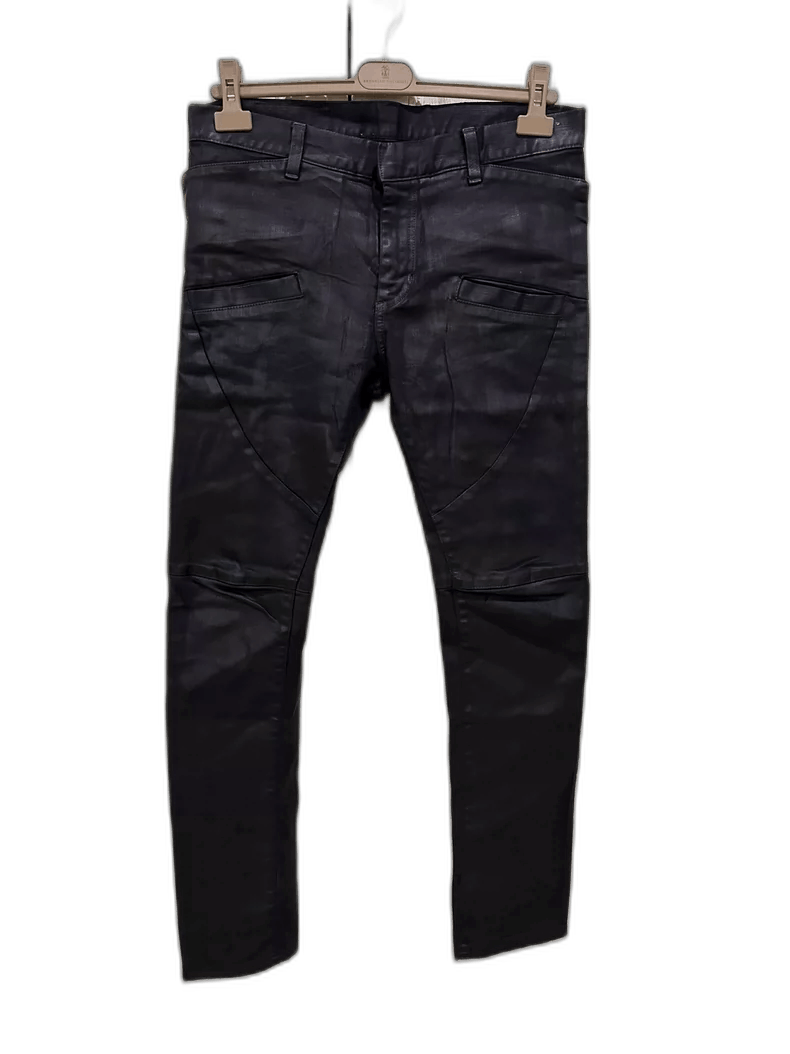 Balmain balmain black waxed coated motorcycle jeans-2508 Size US 32 / EU 48 - 1 Thumbnail