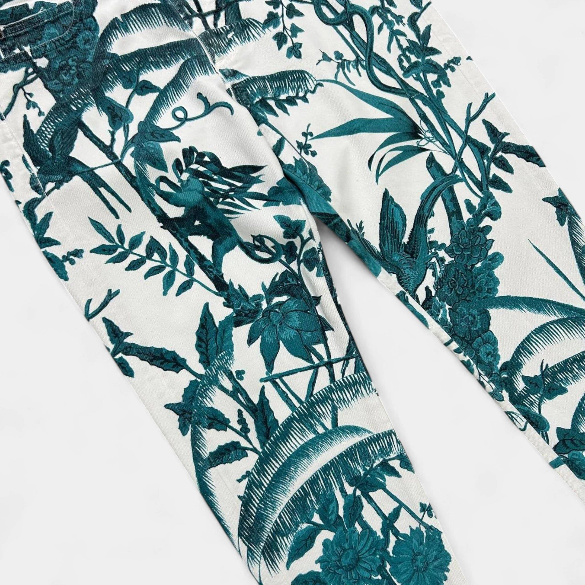 Roberto Cavalli Roberto Cavalli Turquoise Tropical Pants Size 33" - 3 Thumbnail