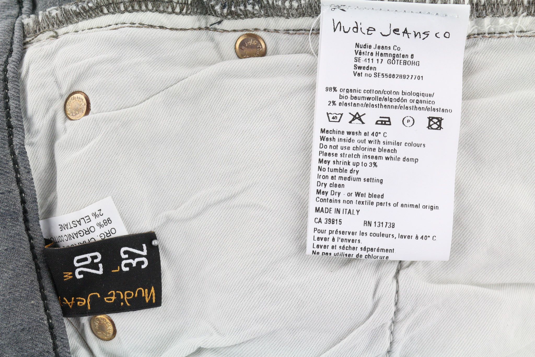 Nudie Jeans TIGHT LONG JOHN W29/L32 Slim Charcoal Jeans 80682 Size US 29 - 6 Thumbnail