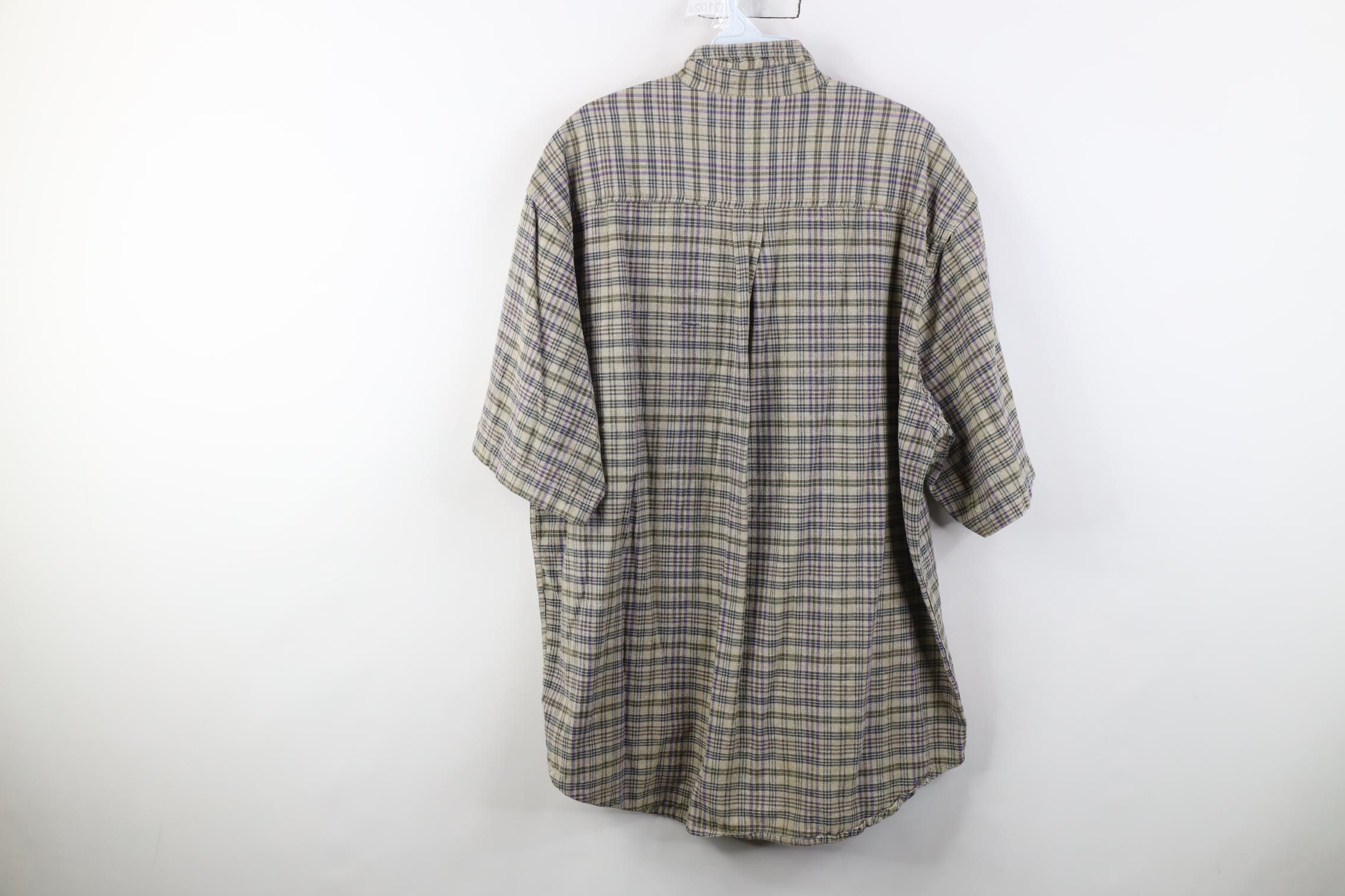 Vintage Vintage 90s Streetwear Linen Blend Baggy Collared Down Shirt Size US XL / EU 56 / 4 - 12 Thumbnail