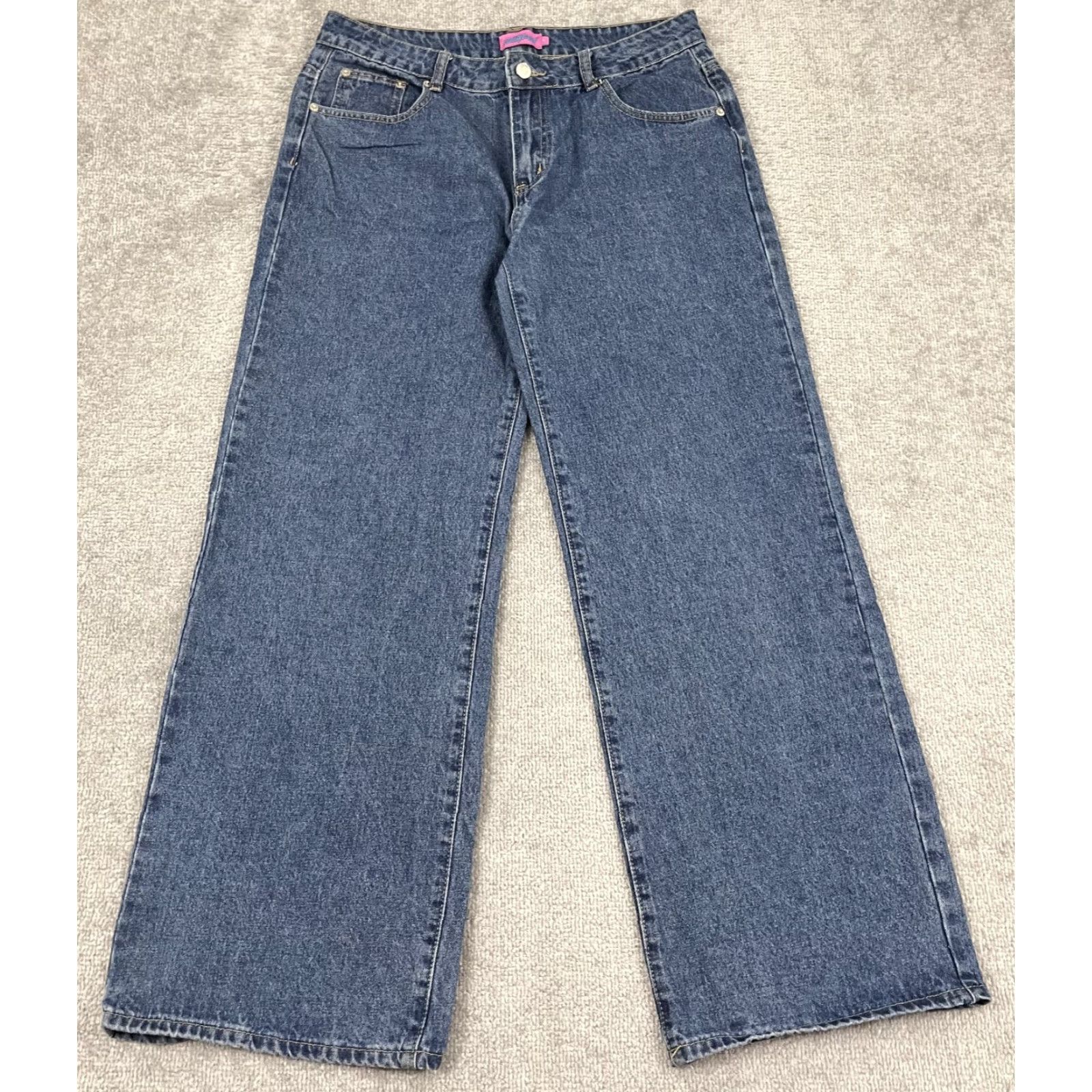 Vintage VINTAGE Edikted Wide Leg Jeans Womens Large 32x32 Blue Denim Grunge Skater Mid Rise Y2K Size 36" / US 14 / IT 50 - 2 Thumbnail