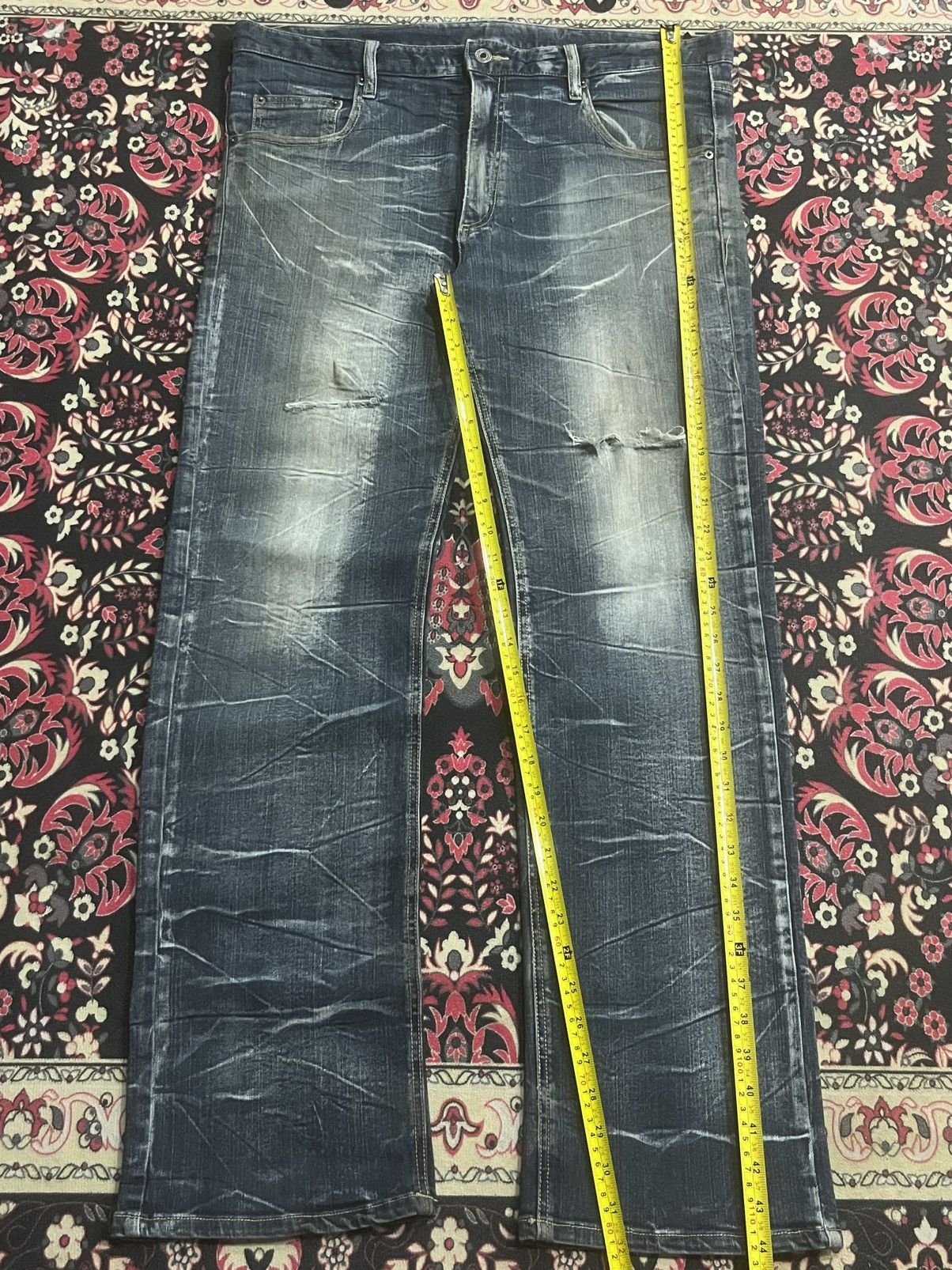Japanese Brand Vintage Japanese Brand Blue Cracked Washed Ripped Jeans Size US 36 / EU 52 - 9 Thumbnail