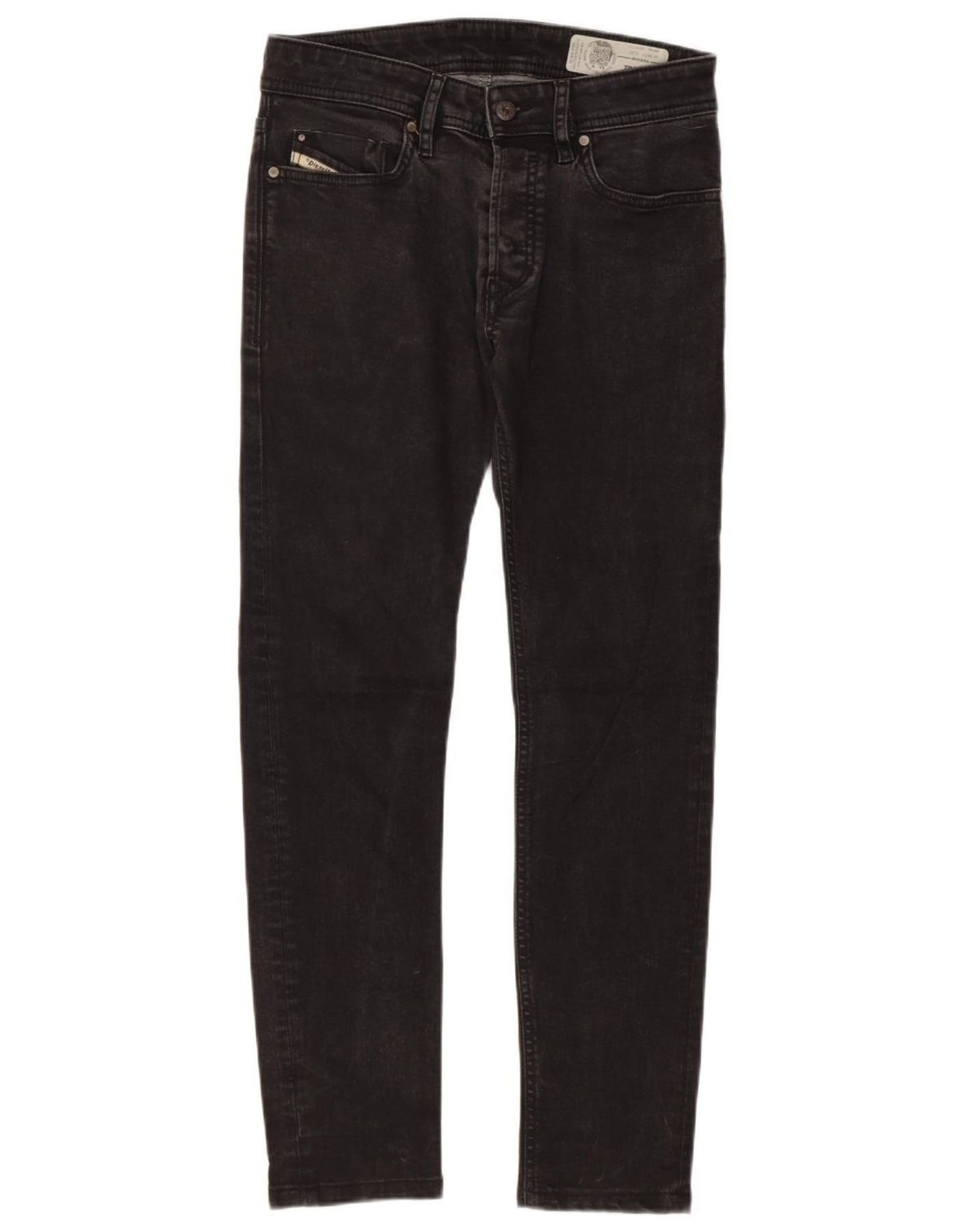 Diesel Womens Troxer Slim Skinny Jeans W27 L30 Black Cotton Size 42" / US 20 - 1 Thumbnail